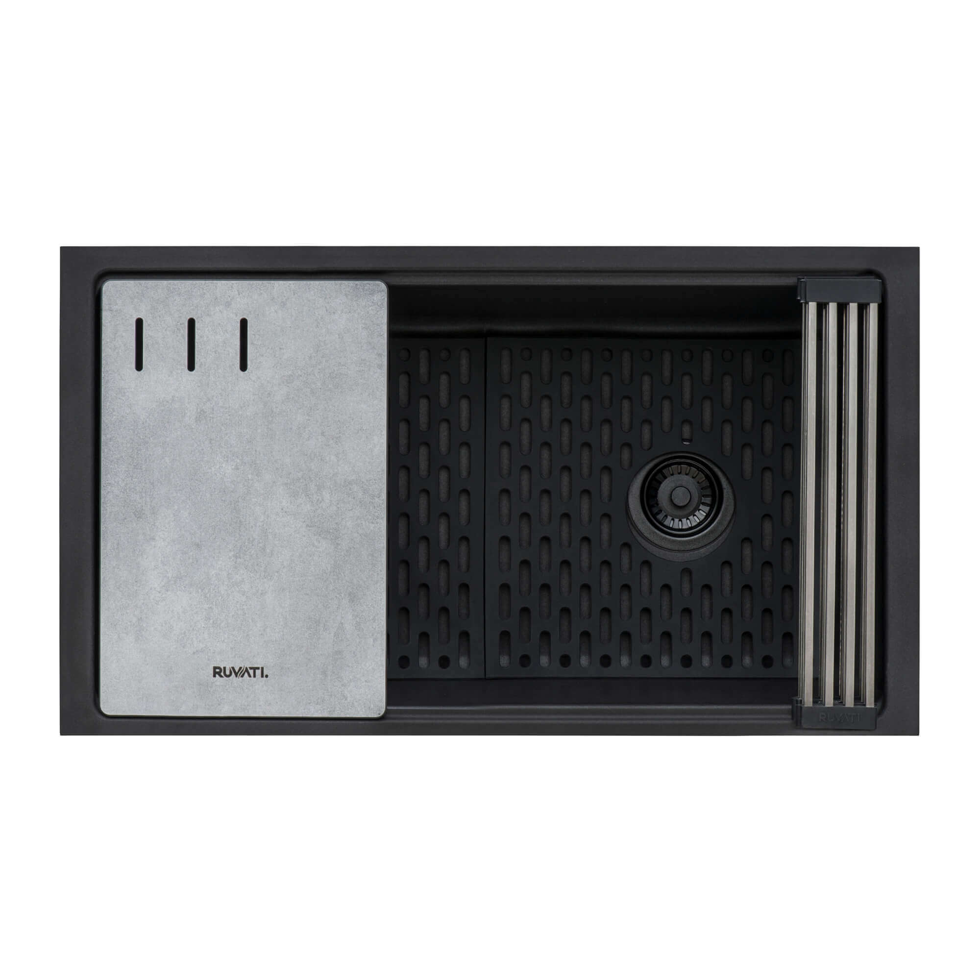 Alternate Image for Ruvati epiStage 33" Undermount Granite Composite Workstation Kitchen Sink, Midnight Black, RVG2302BK