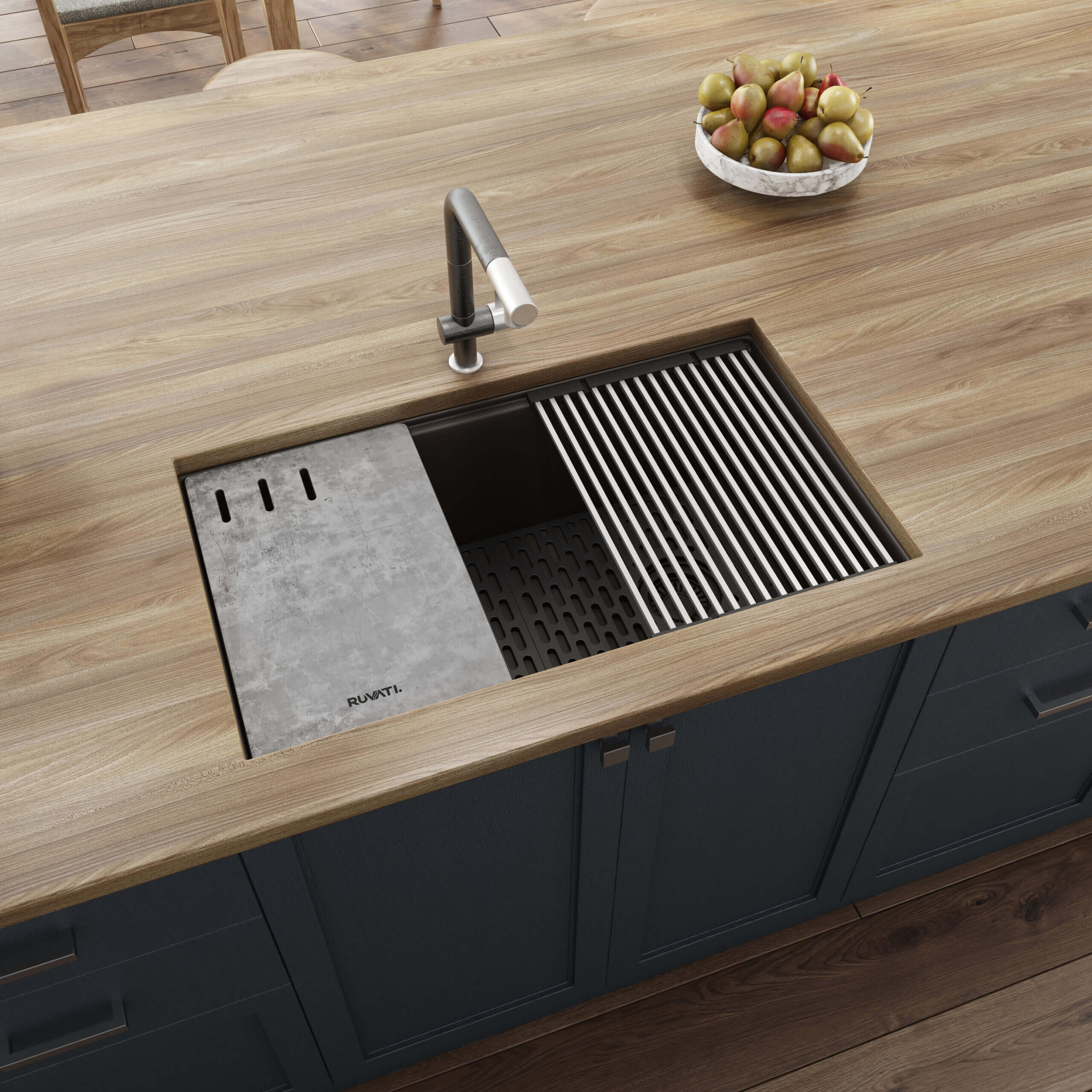 Alternate Image for Ruvati epiStage 33" Undermount Granite Composite Workstation Kitchen Sink, Espresso, RVG2302ES