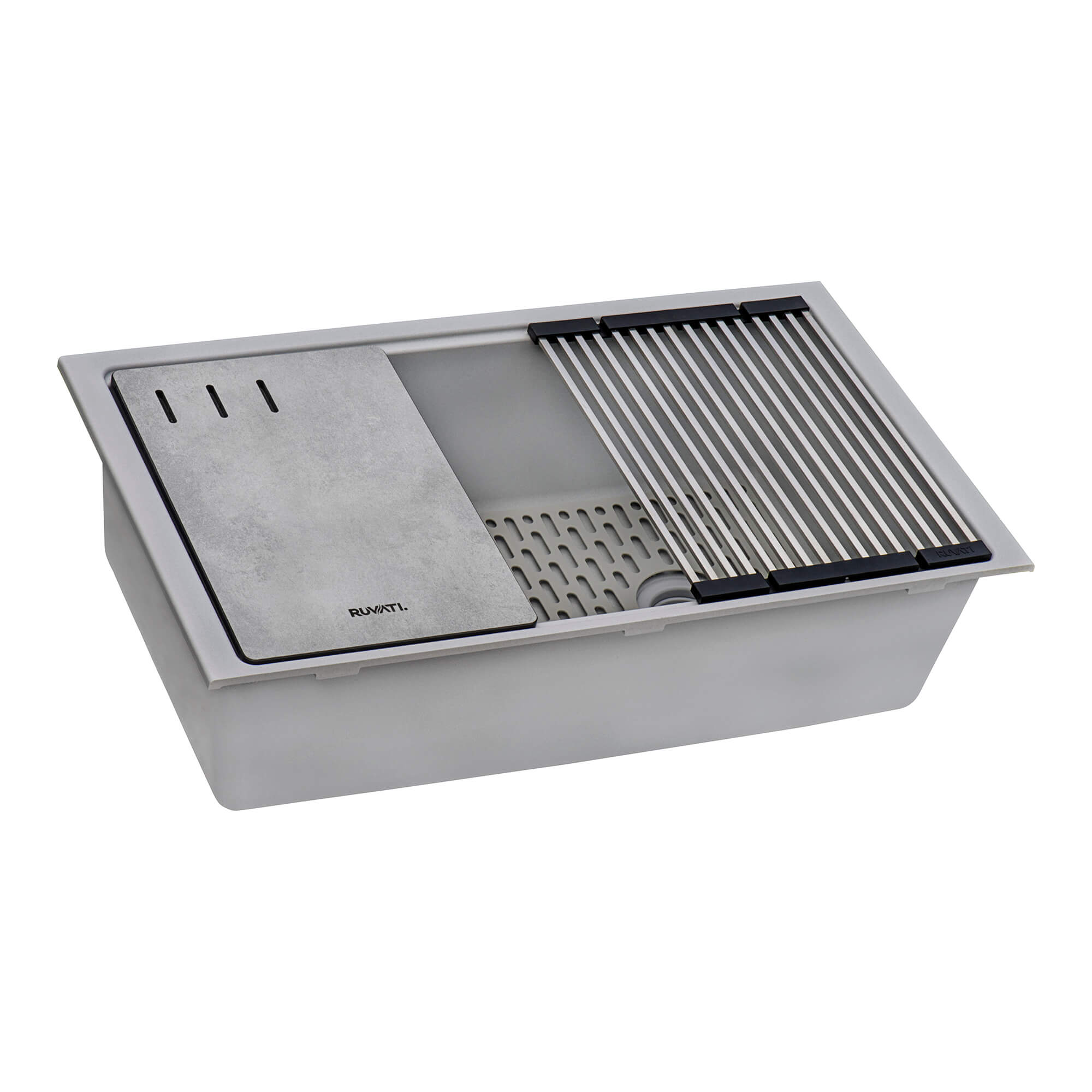 Alternate Image for Ruvati epiStage 33" Undermount Granite Composite Workstation Kitchen Sink, Silver Gray, RVG2302GR