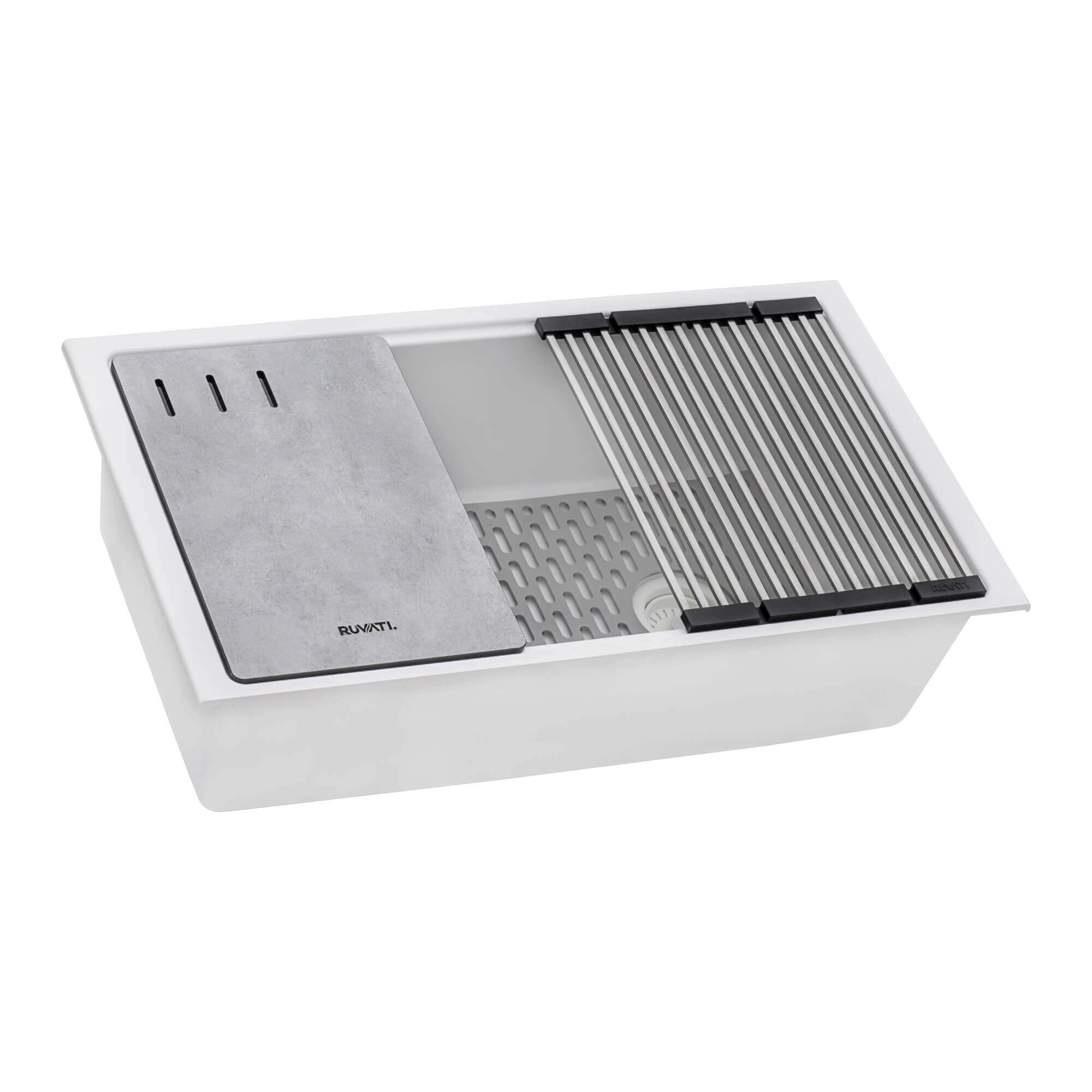 Alternate Image for Ruvati epiStage 33" Undermount Granite Composite Workstation Kitchen Sink, Arctic White, RVG2302WH