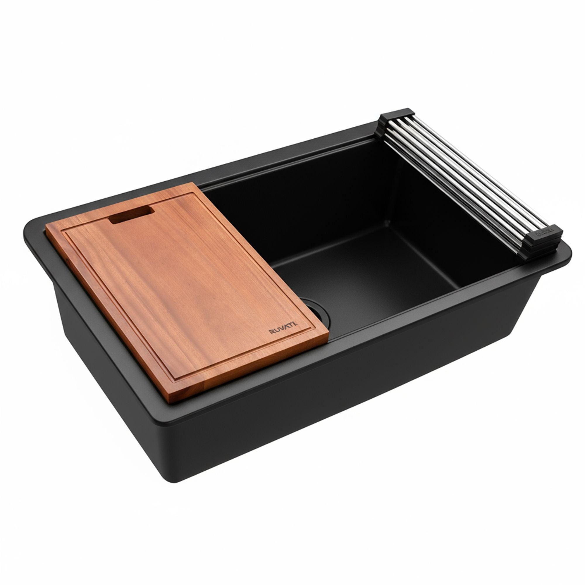 Ruvati epiGranite 33" Undermount Granite Composite Workstation Kitchen Sink, Matte Black, RVG2303BK Product Image