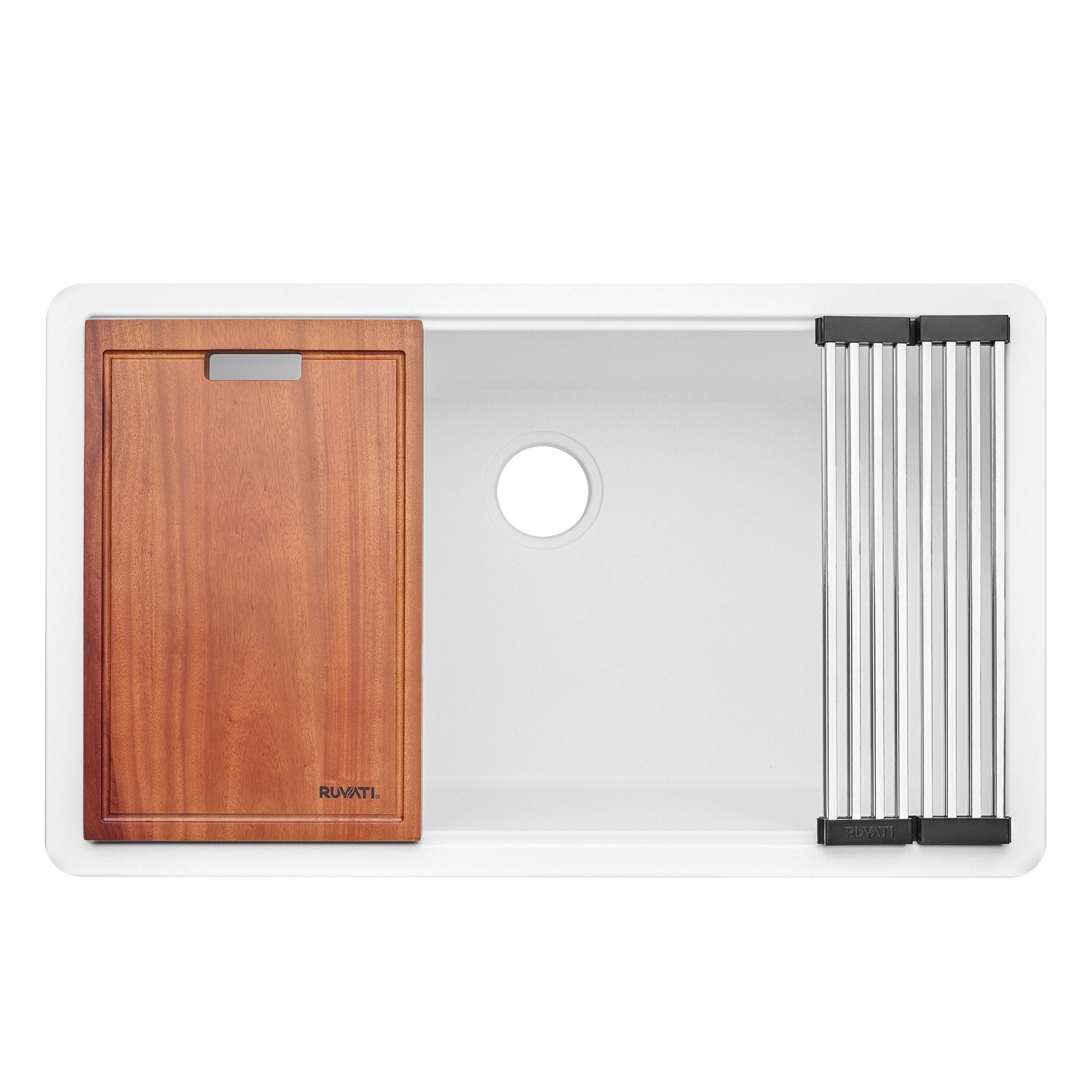 Ruvati epiGranite 33" Undermount Granite Composite Workstation Kitchen Sink, Arctic White Matte, RVG2303WH Product Image