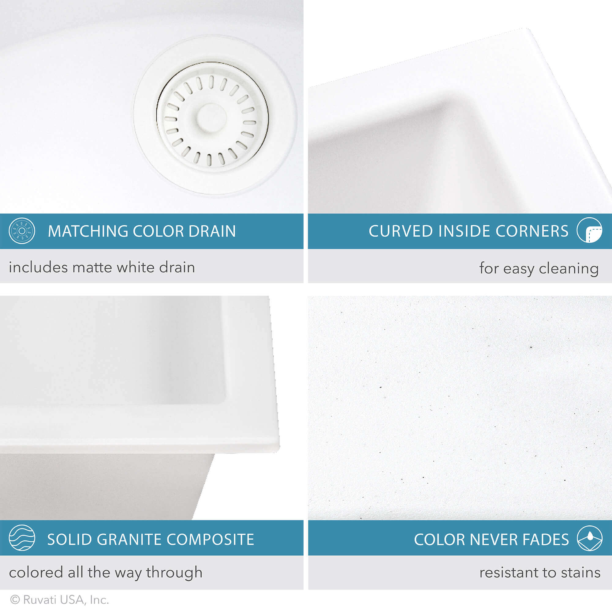 Alternate Image for Ruvati epiGranite 32 x 19 inch Granite Composite Undermount Double Bowl Kitchen Sink, Arctic White, RVG2388WH