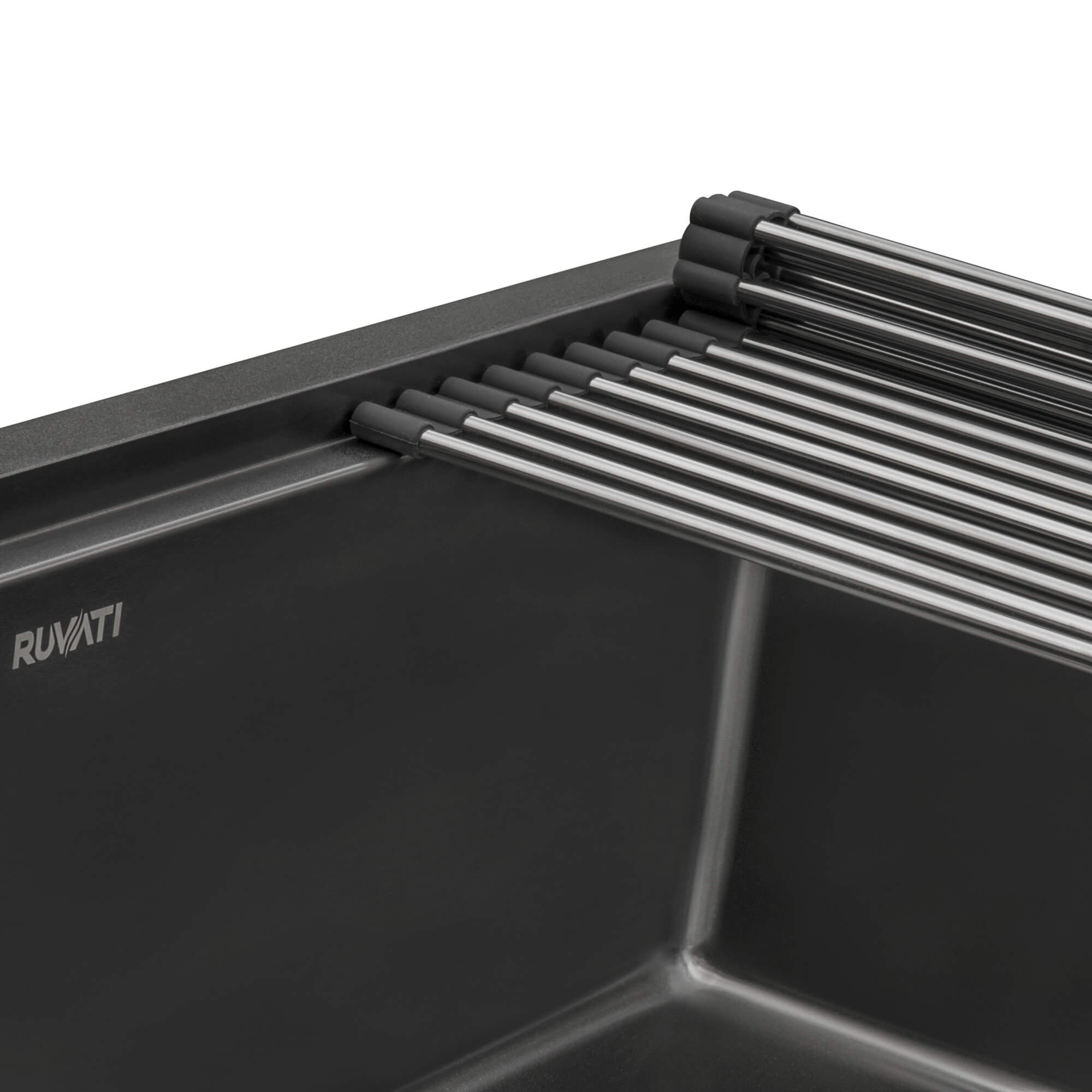 Alternate Image for Ruvati Giana 33" Drop-in Topmount Stainless Steel Workstation Kitchen Sink, Gunmetal Matte Black, 16 Gauge, RVH5003BL