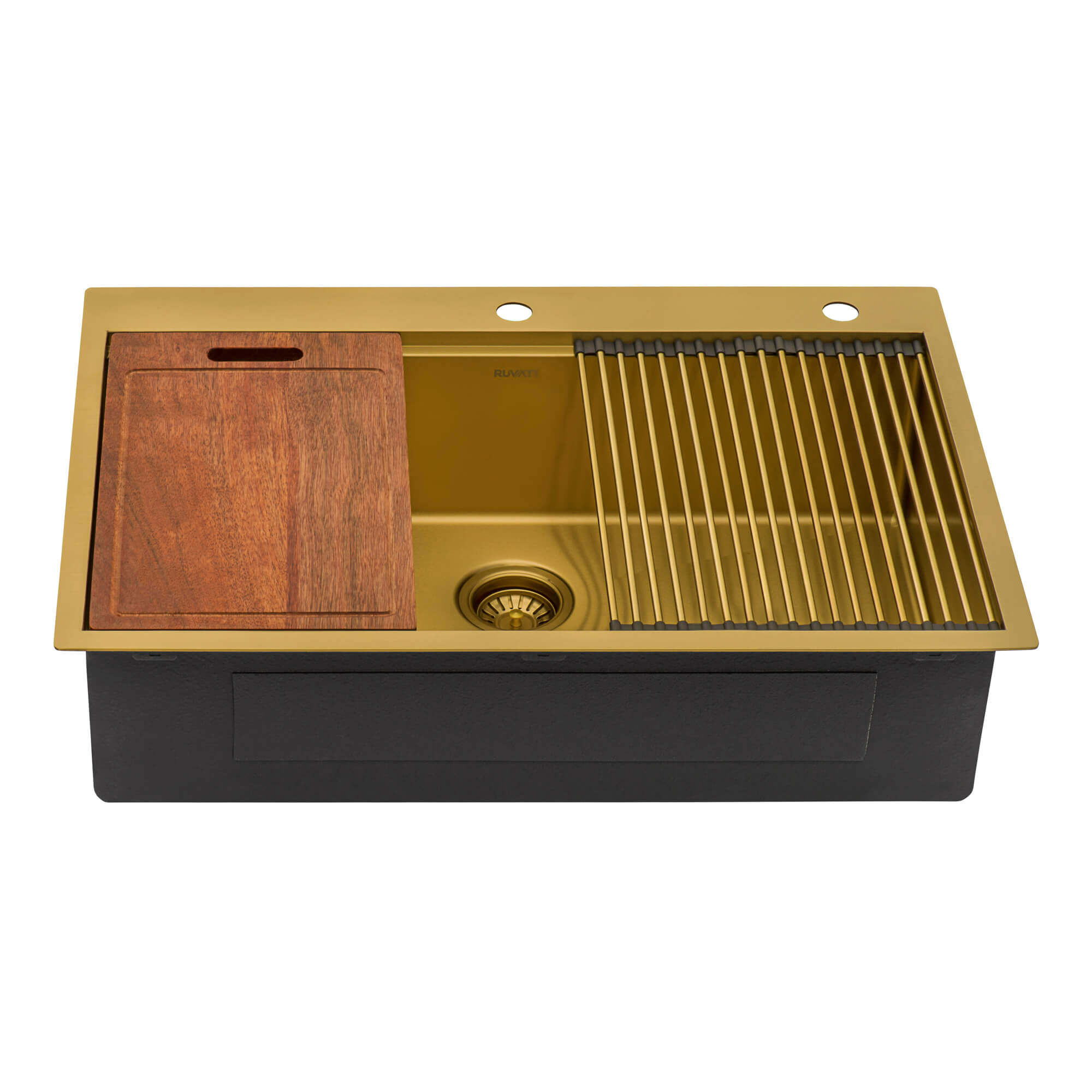 Alternate Image for Ruvati Giana 33" Drop-in Topmount Stainless Steel Workstation Kitchen Sink, Matte Gold Brass Tone, 16 Gauge, RVH5003GG
