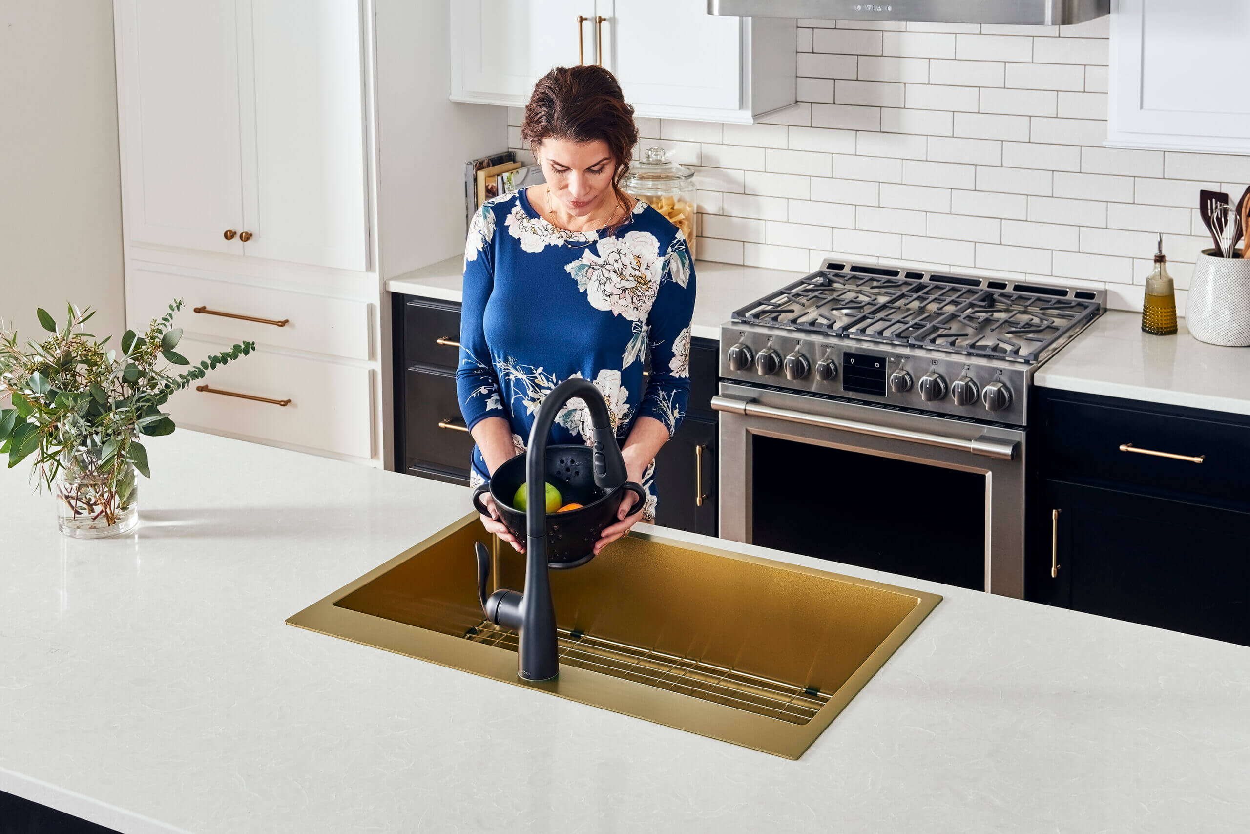 Alternative View of Ruvati Terraza 33" Drop-in Topmount Stainless Steel Kitchen Sink, Brass Tone Matte Gold, 16 Gauge, RVH5005GG