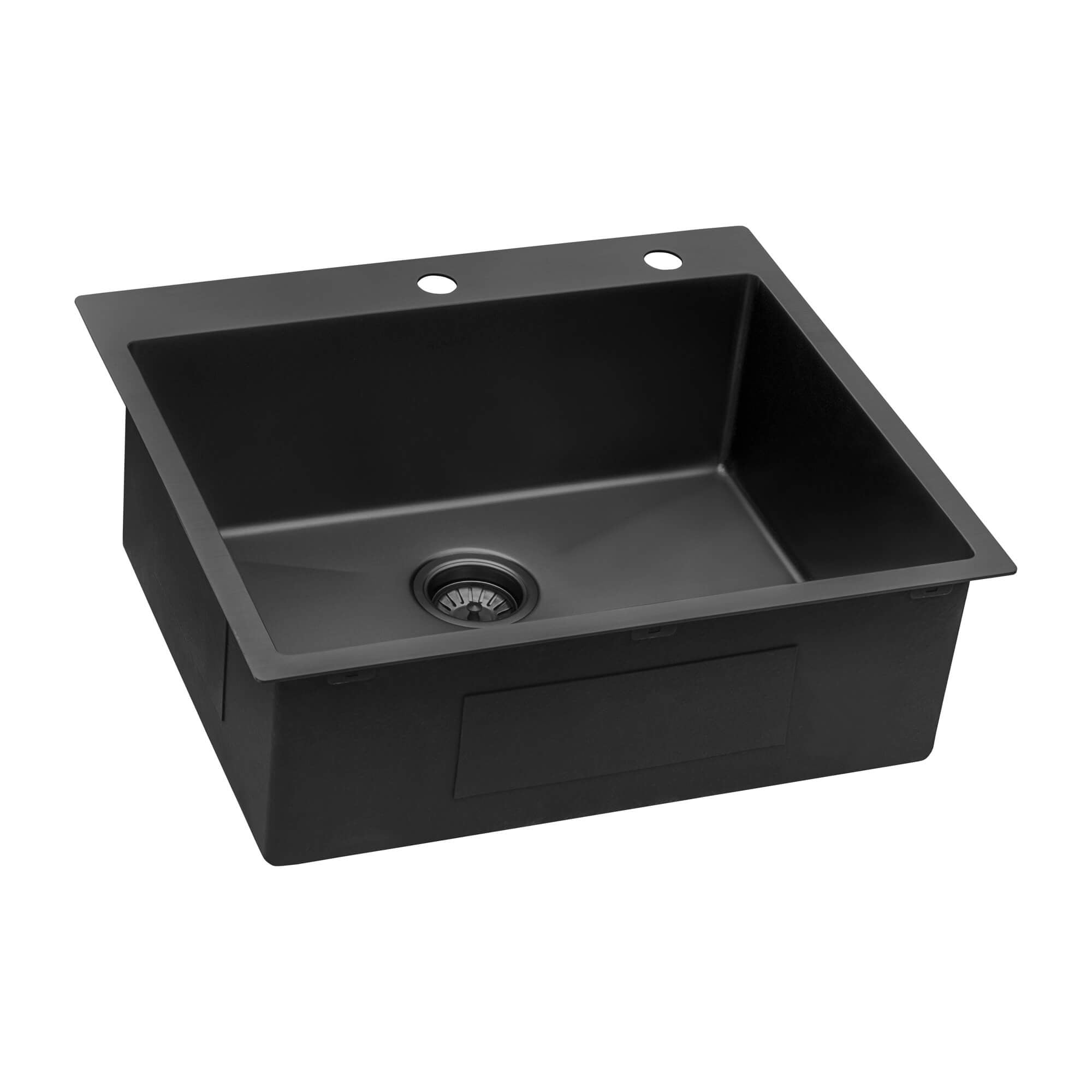 Alternate Image for Ruvati Terraza 25" Drop-in Topmount Stainless Steel Kitchen Sink, Gunmetal Matte Black, 16 Gauge, RVH5007BL