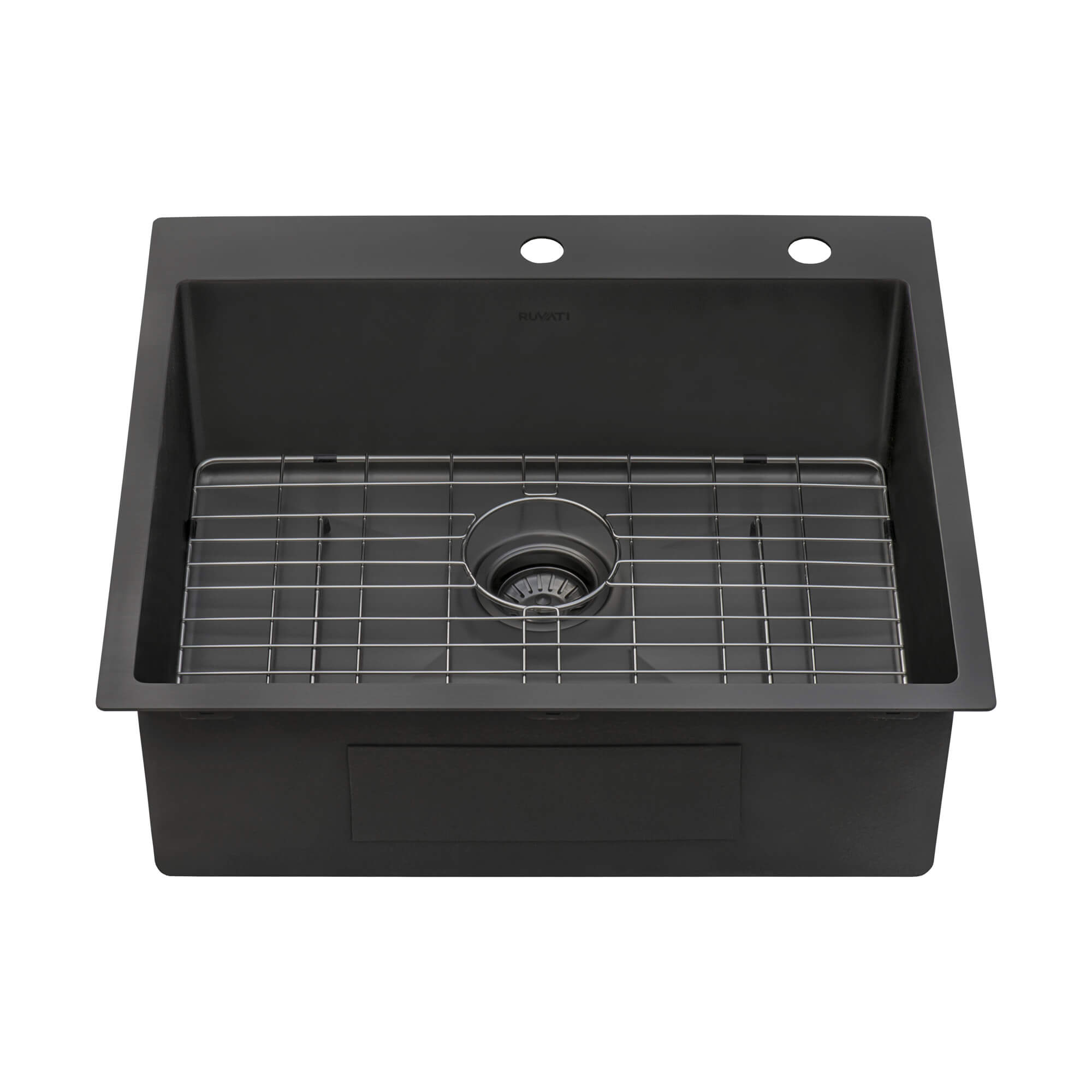 Alternate Image for Ruvati Terraza 25" Drop-in Topmount Stainless Steel Kitchen Sink, Gunmetal Matte Black, 16 Gauge, RVH5007BL