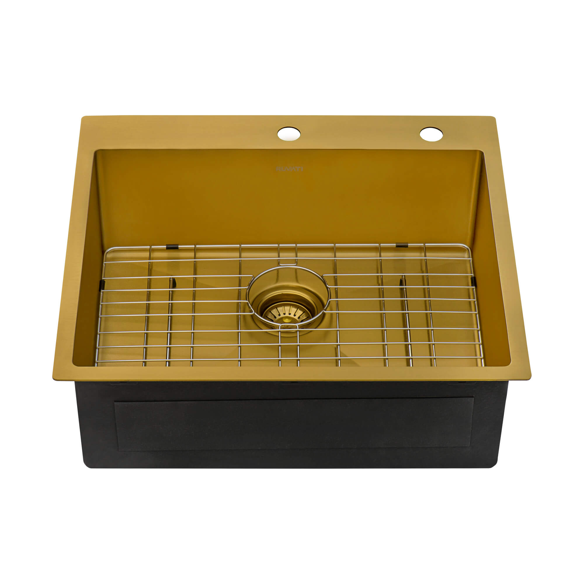 Alternate Image for Ruvati Terraza 25" Drop-in Topmount Stainless Steel Kitchen Sink, Matte Gold Brass Tone, 16 Gauge, RVH5007GG