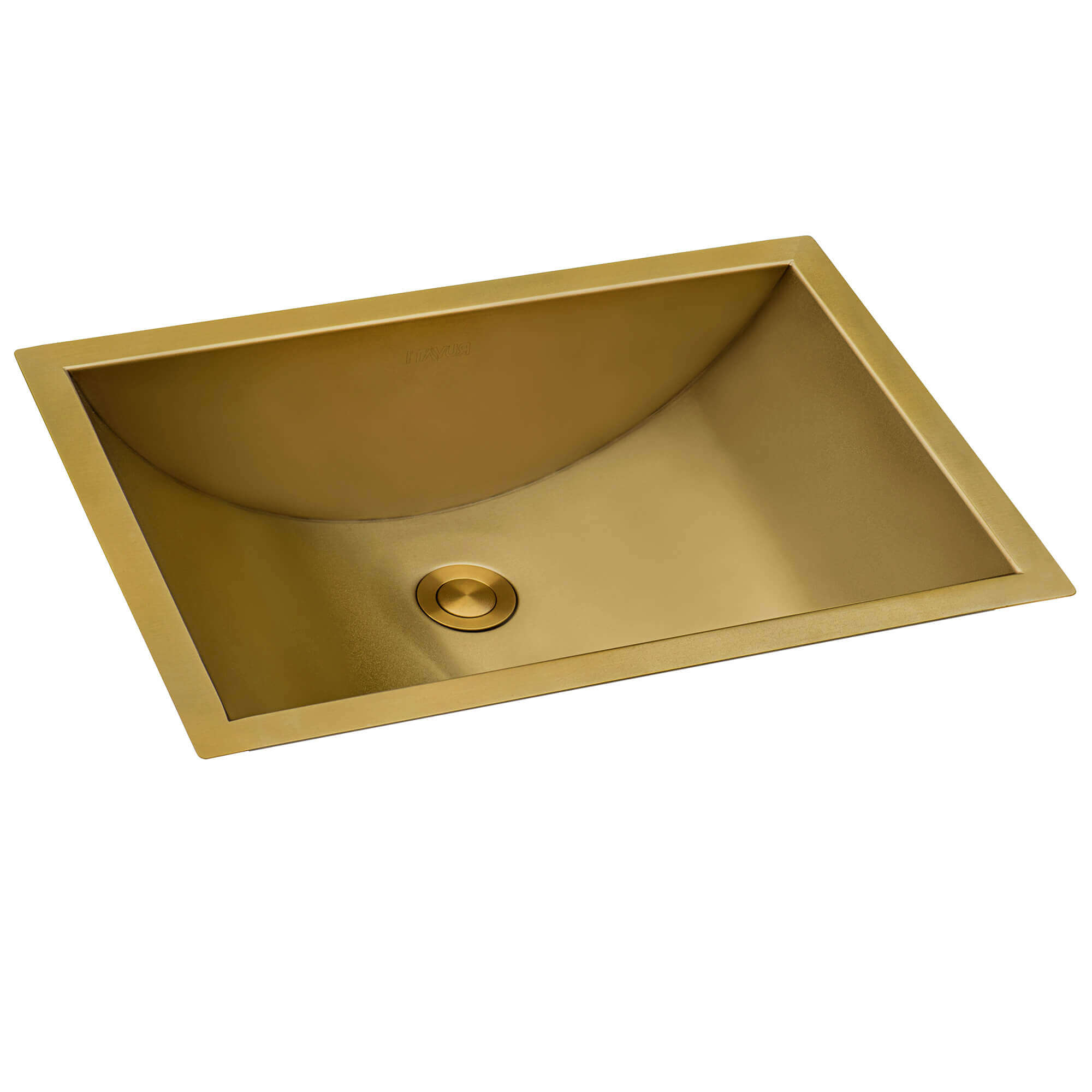 Alternate Image for Ruvati Ariaso 16 x 13 inch Brushed Gold Polished Brass Rectangular Bathroom Sink Undermount, Stainless Steel, 16, RVH6106GG