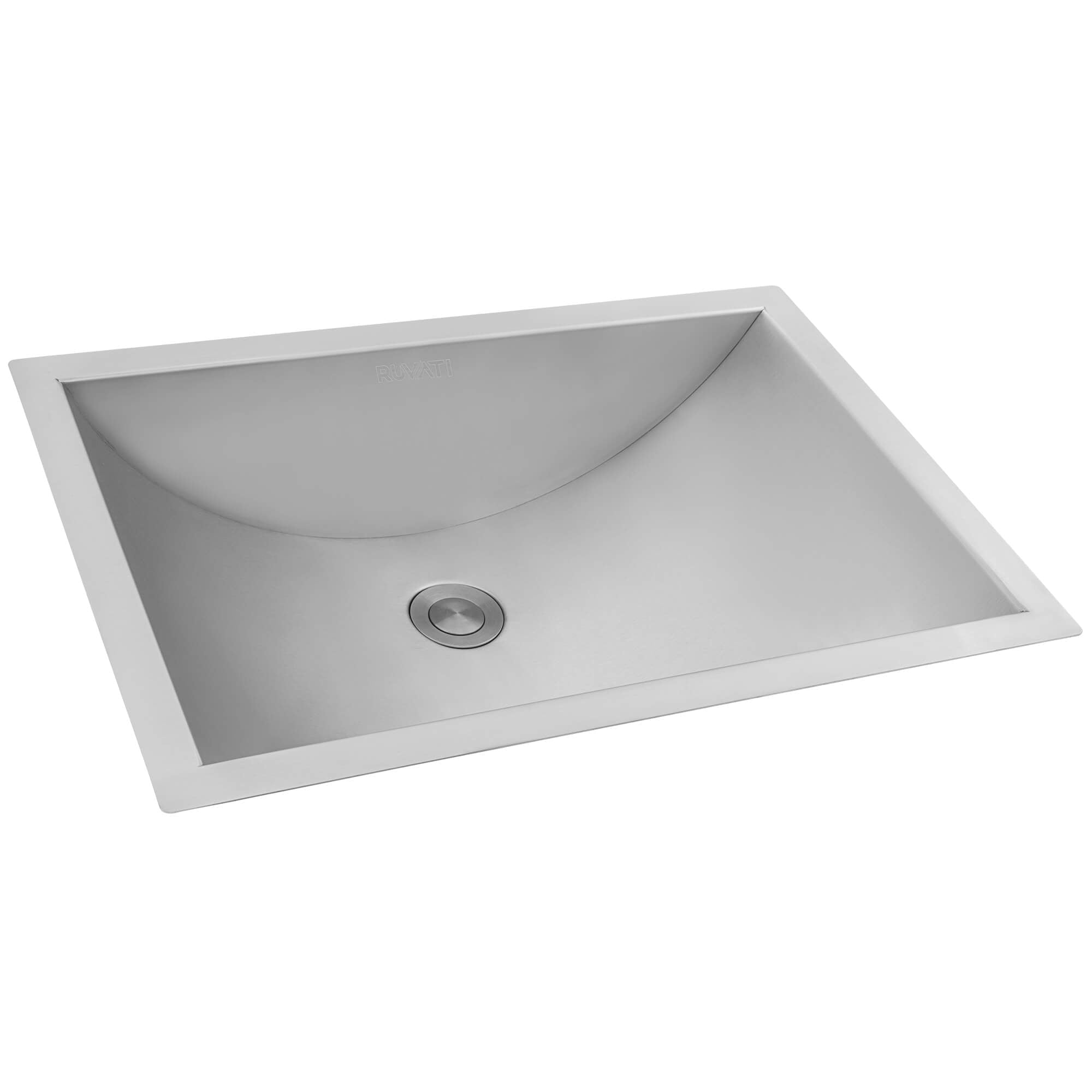 Alternate Image for Ruvati Ariaso 20" Rectangle Undermount Stainless Steel Bathroom Sink, 16 Gauge, RVH6110