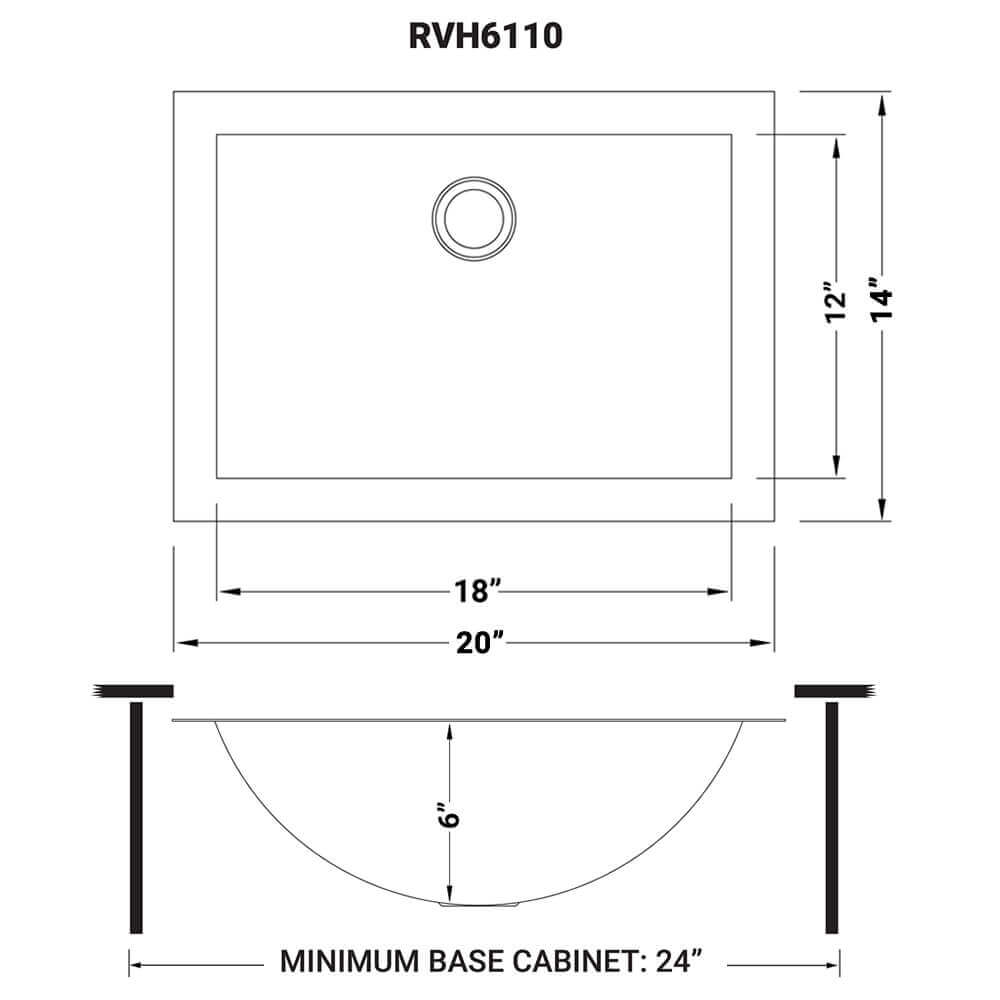 Alternate Image for Ruvati Ariaso 20" Rectangle Undermount Stainless Steel Bathroom Sink, Gunmetal Matte Black, 16 Gauge, RVH6110BL