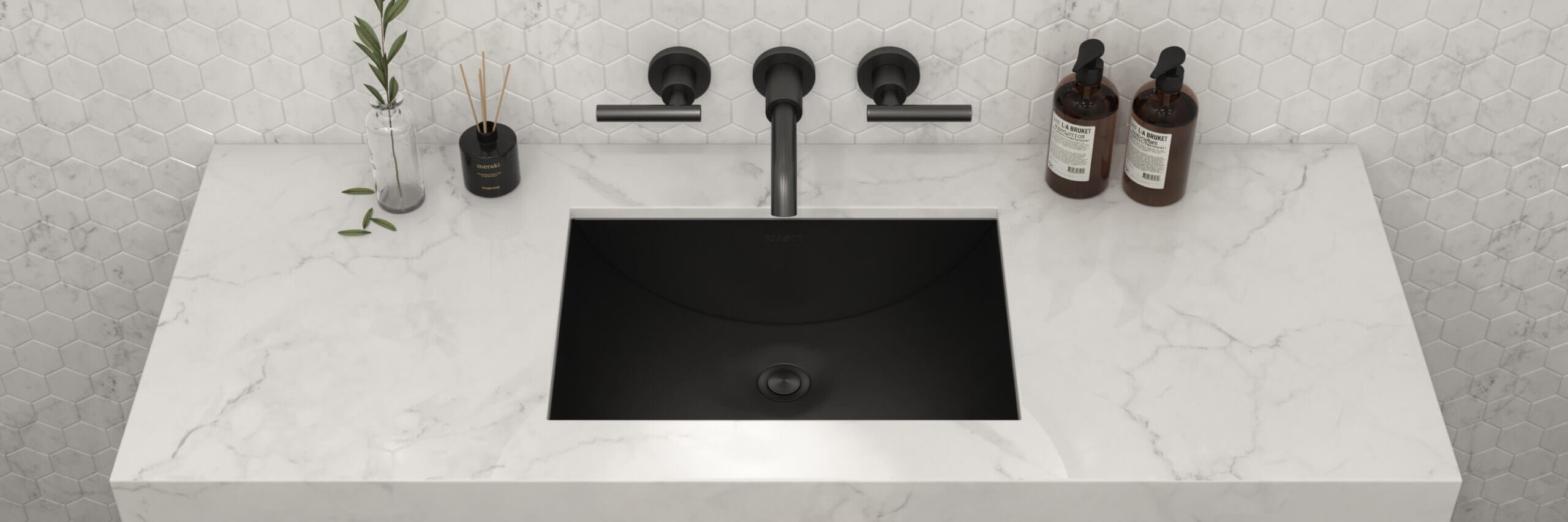 Alternate Image for Ruvati Ariaso 20" Rectangle Undermount Stainless Steel Bathroom Sink, Gunmetal Matte Black, 16 Gauge, RVH6110BL