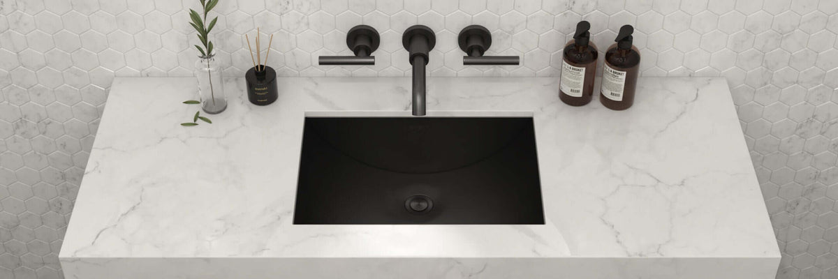 Alternate Image for Ruvati Ariaso 20" Rectangle Undermount Stainless Steel Bathroom Sink, Gunmetal Matte Black, 16 Gauge, RVH6110BL