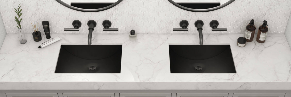Alternate Image for Ruvati Ariaso 20" Rectangle Undermount Stainless Steel Bathroom Sink, Gunmetal Matte Black, 16 Gauge, RVH6110BL