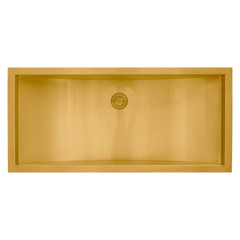 Alternate Image for Ruvati Ariaso 30 x 14 inch Brushed Gold Polished Brass Rectangular Bathroom Sink Undermount, Stainless Steel, 16, RVH6120GG