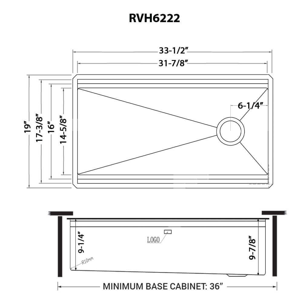 Alternate Image for Ruvati Dual-Tier Pro 33-inch Workstation Two-Tiered Double Ledge Kitchen Sink Undermount 16 Gauge Stainless Steel, 16, RVH6222ST