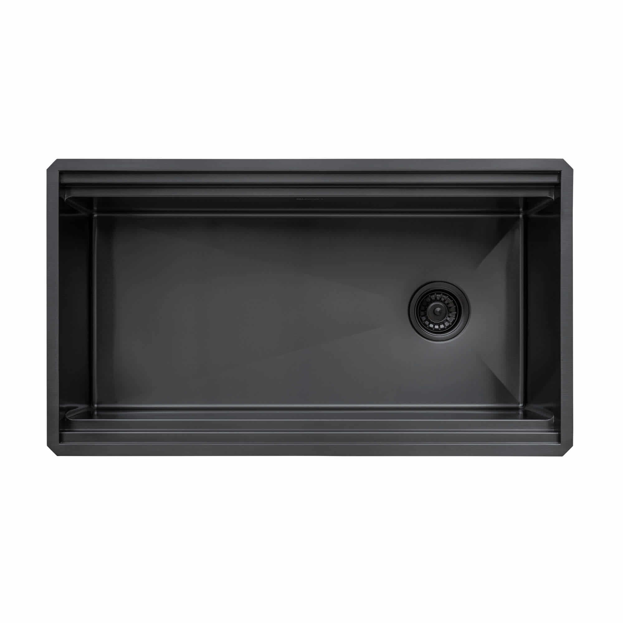Alternate Image for Ruvati Dual-Tier Pro 33-inch Gunmetal Black Stainless Steel Workstation Two-Tiered Ledge Kitchen Sink Undermount, 16, RVH6222BL