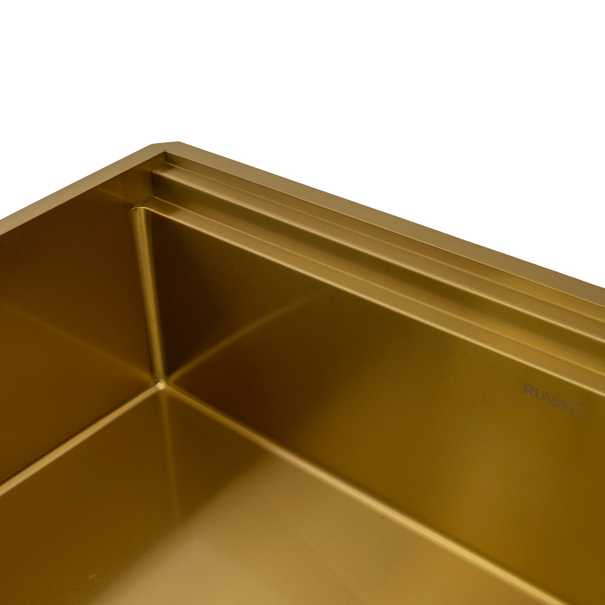 Ruvati Dual-Tier Pro 33-inch Polished Brass Matte Gold Stainless Steel Workstation Two-Tiered Ledge Undermount Kitchen Sink, 16, Matte Gold Satin Brass, RVH6222GG