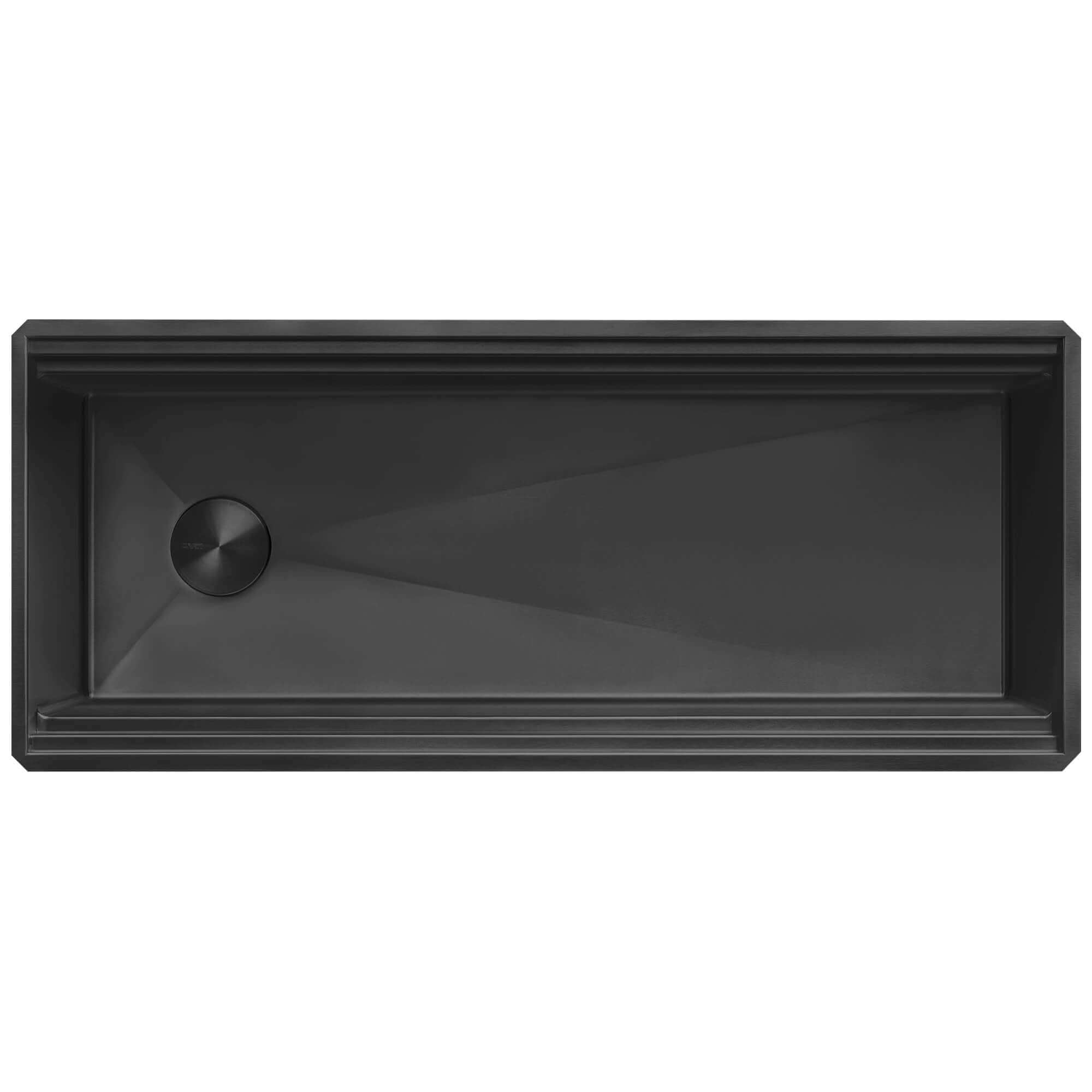 Alternate Image for Ruvati Dual-Tier Pro 45-inch Gunmetal Black Stainless Steel Workstation Two-Tiered Ledge Undermount Kitchen Sink, 16, RVH6333BL