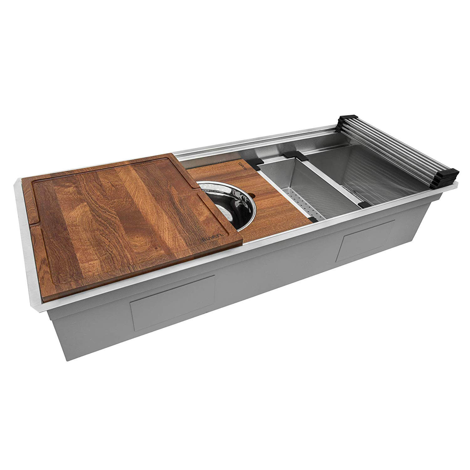 Alternative View of Ruvati Dual-Tier Pro 45-inch Workstation Two-Tiered Double Ledge Kitchen Sink Undermount 16 Gauge Stainless Steel, 16, RVH6333ST