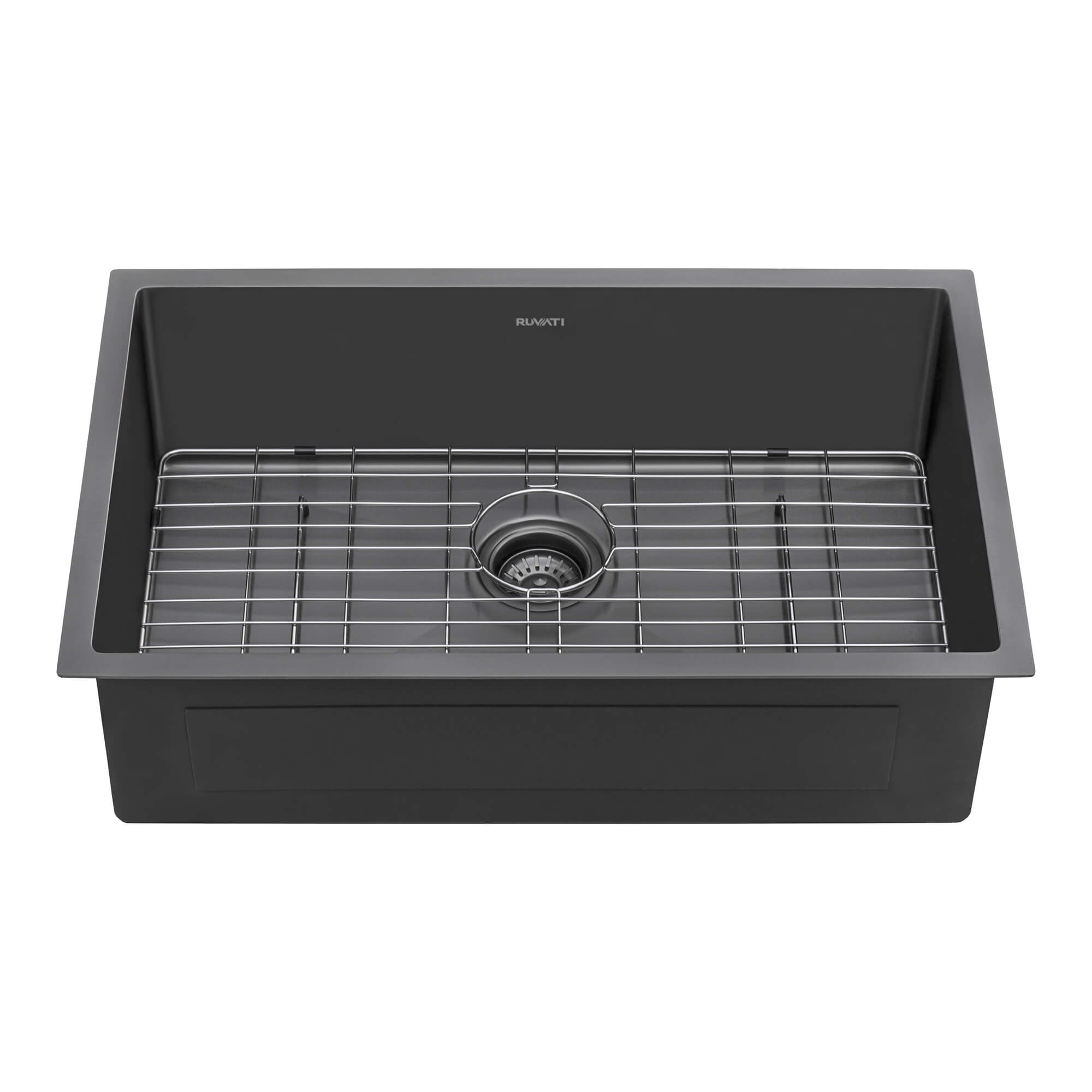 Alternate Image for Ruvati Terraza 33" Undermount Stainless Steel Kitchen Sink, Gunmetal Matte Black, 16 Gauge, RVH6433BL