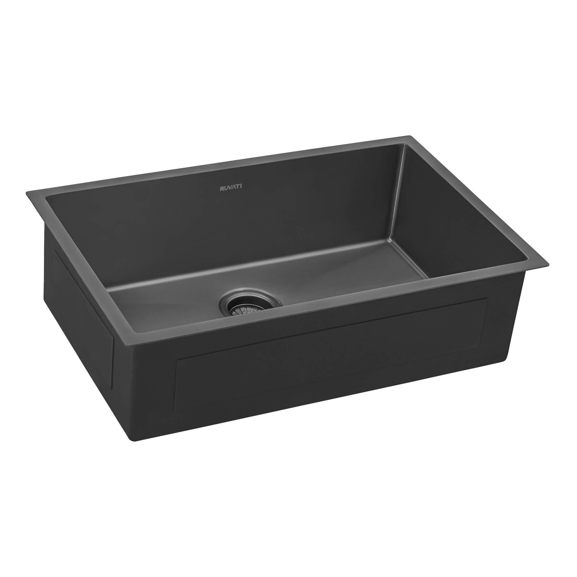 Alternate Image for Ruvati Terraza 33" Undermount Stainless Steel Kitchen Sink, Gunmetal Matte Black, 16 Gauge, RVH6433BL