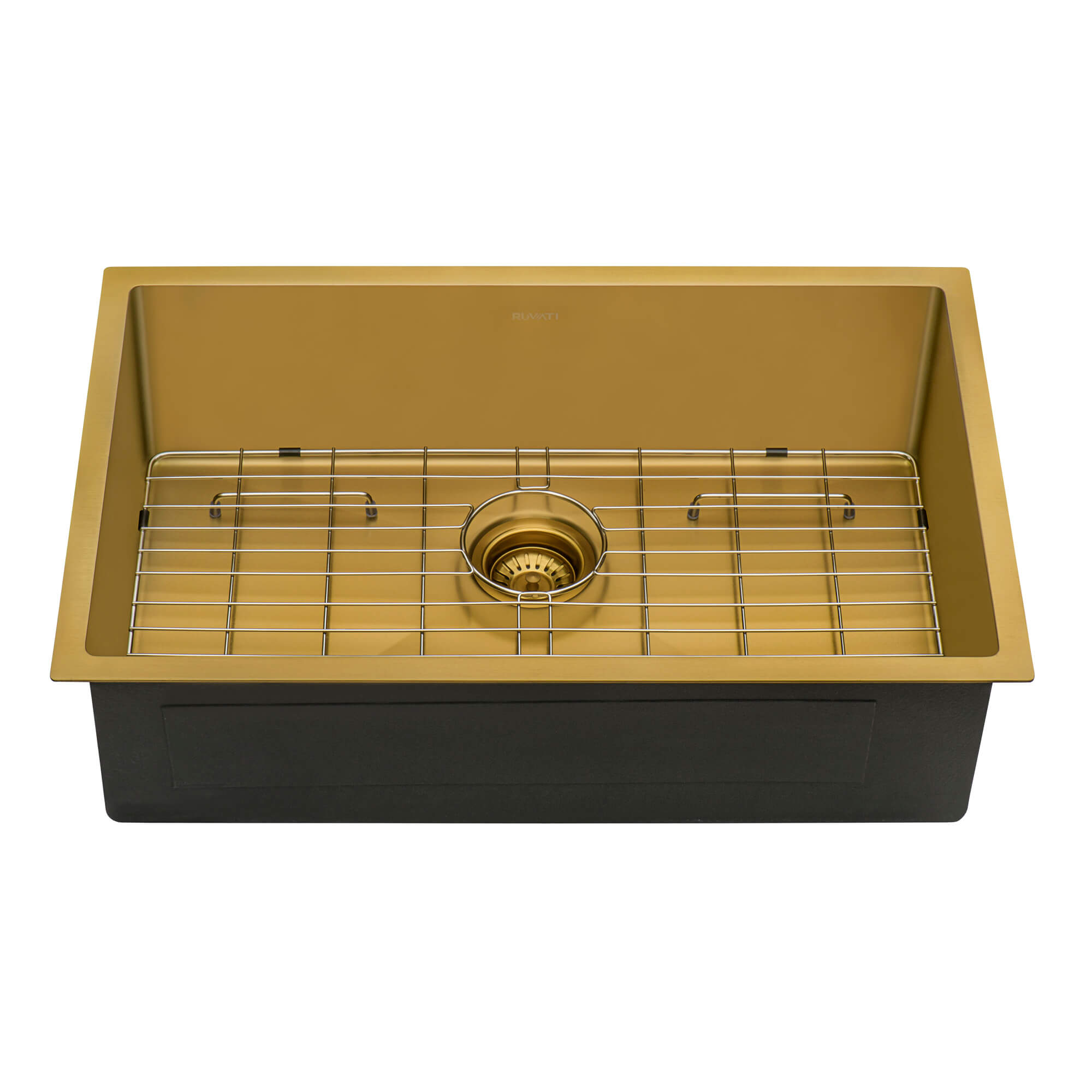Alternate Image for Ruvati Terraza 33" Undermount Stainless Steel Kitchen Sink, Brass Tone Matte Gold, 16 Gauge, RVH6433GG