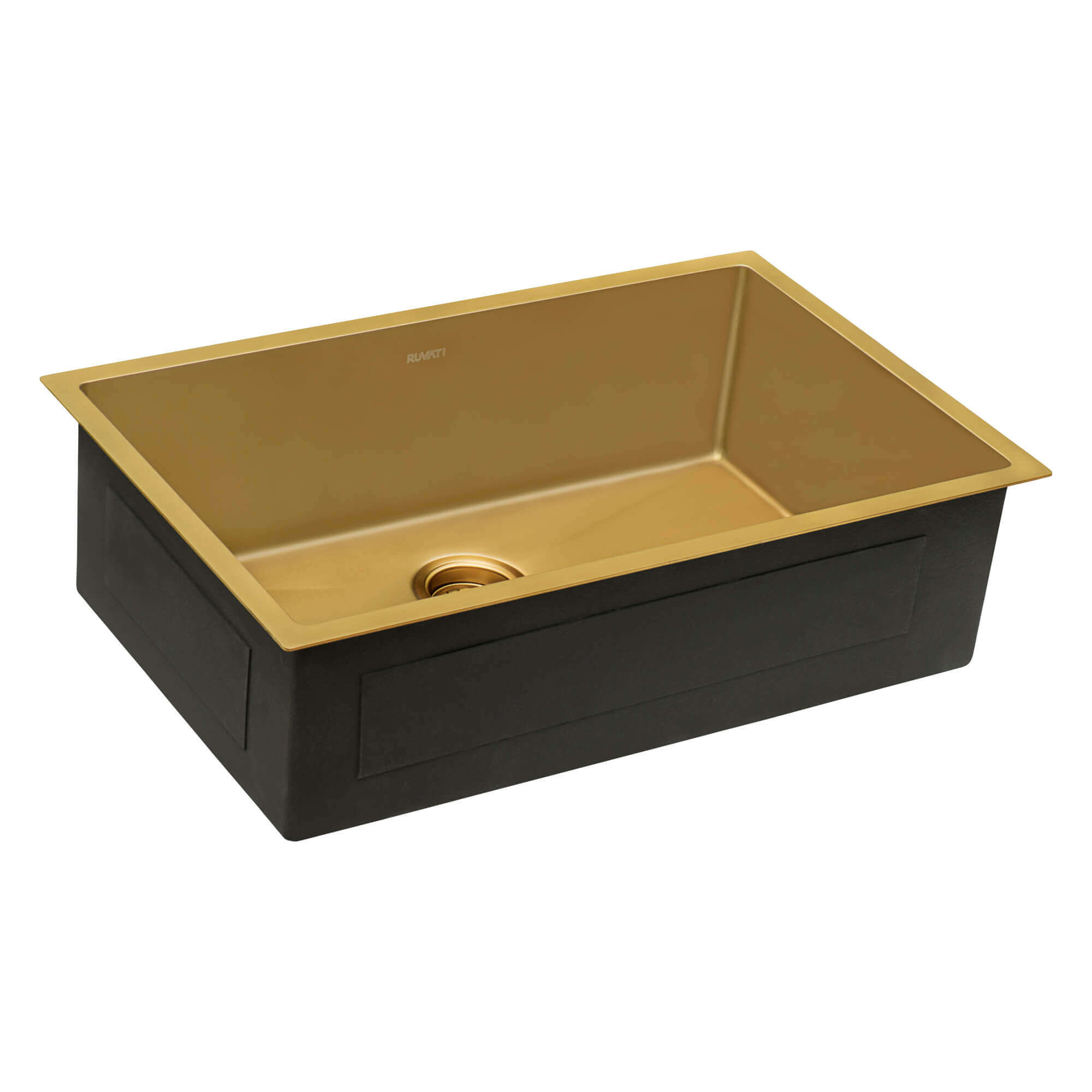 Alternate Image for Ruvati Terraza 33" Undermount Stainless Steel Kitchen Sink, Brass Tone Matte Gold, 16 Gauge, RVH6433GG