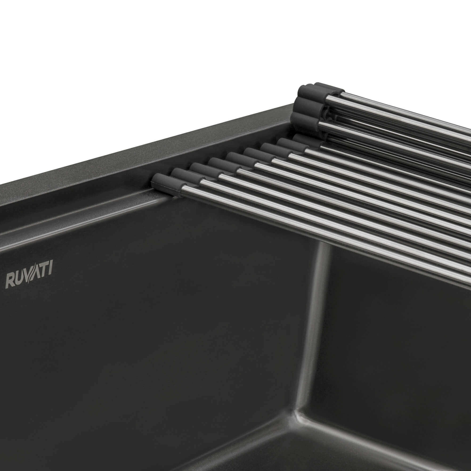Alternate Image for Ruvati Giana 30-inch Gunmetal Black Stainless Steel Workstation Undermount Kitchen Sink Single Bowl, 16, RVH6530BL