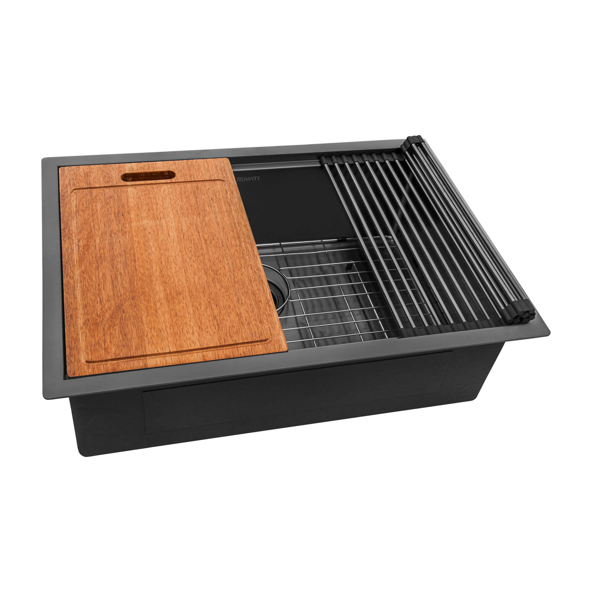Alternative View of Ruvati Giana 33" Undermount Stainless Steel Workstation Kitchen Sink, Gunmetal Matte Black, 16 Gauge, RVH6533BL