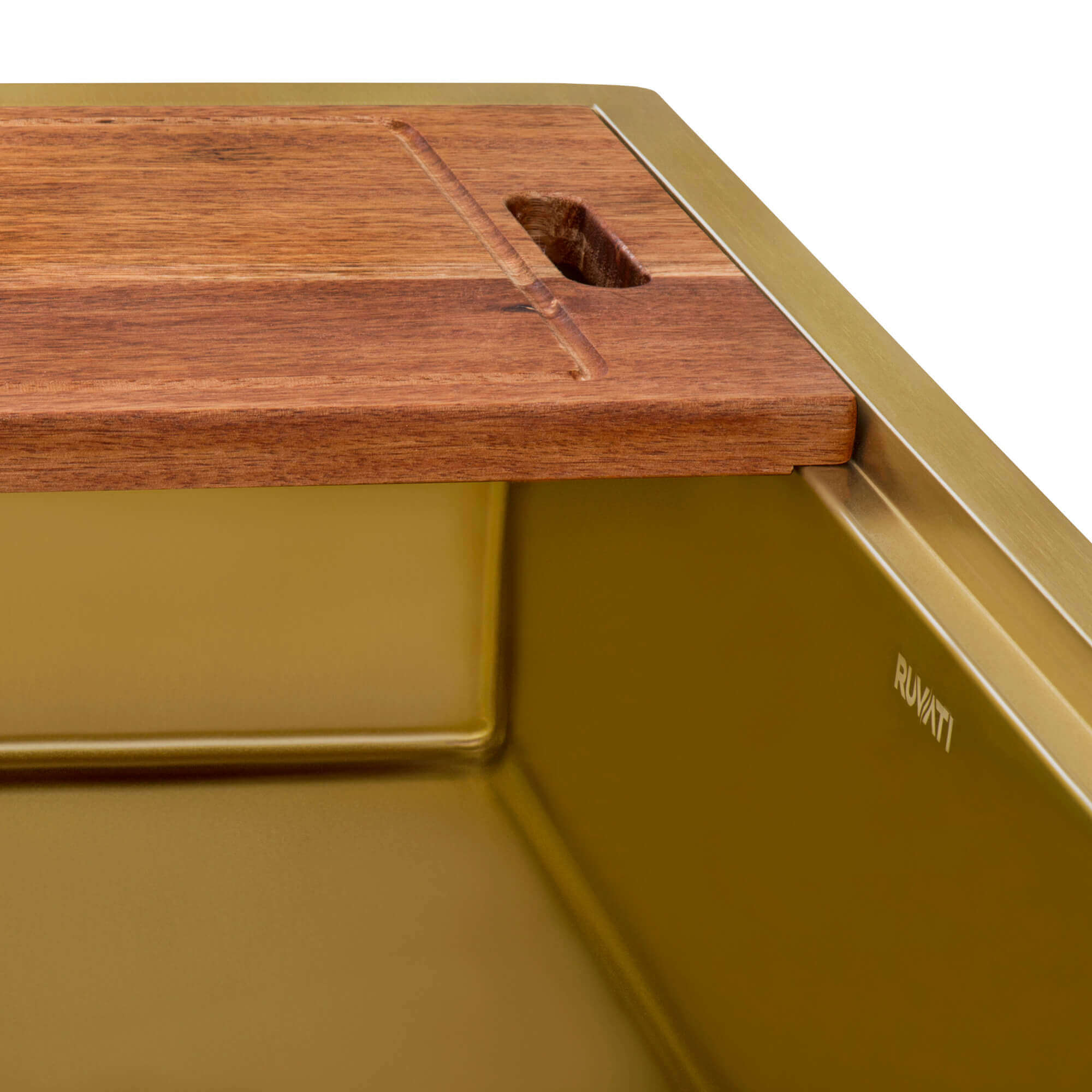 Alternate Image for Ruvati Giana 33" Undermount Stainless Steel Workstation Kitchen Sink, Matte Gold Brass Tone, 16 Gauge, RVH6533GG
