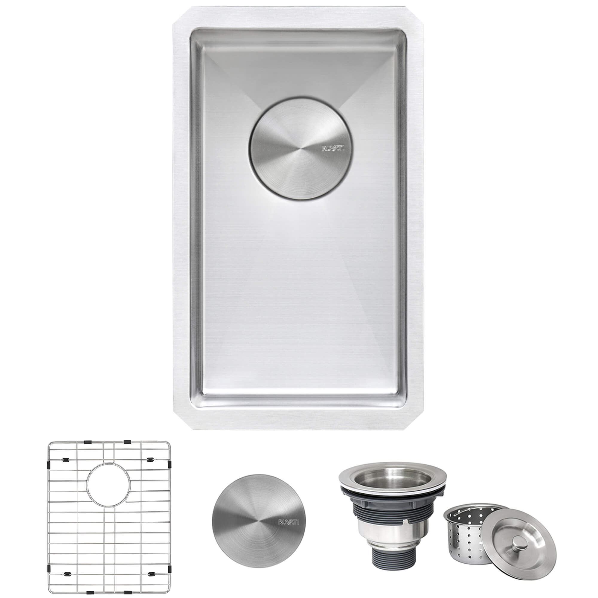 Alternate Image for Ruvati Gravena 10" Undermount Rectangle Stainless Steel Bar/Prep Sink, 16 Gauge, Round Corners, RVH7010