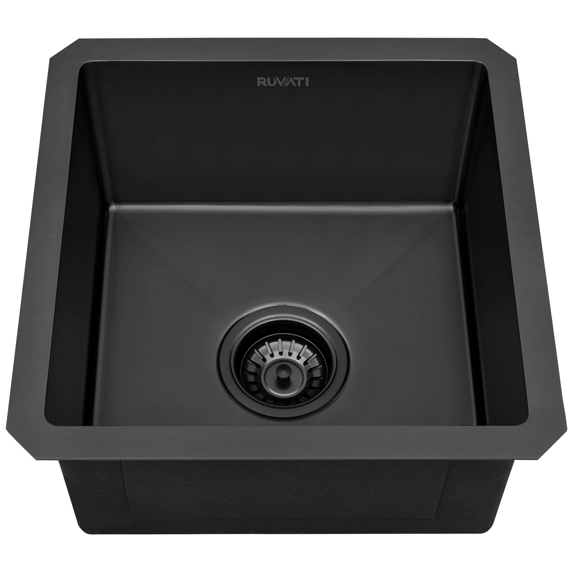 Alternative View of Ruvati Terraza 15-inch Gunmetal Black Stainless Steel Undermount Bar Prep 16 Gauge Kitchen Sink, 16, RVH7015BL