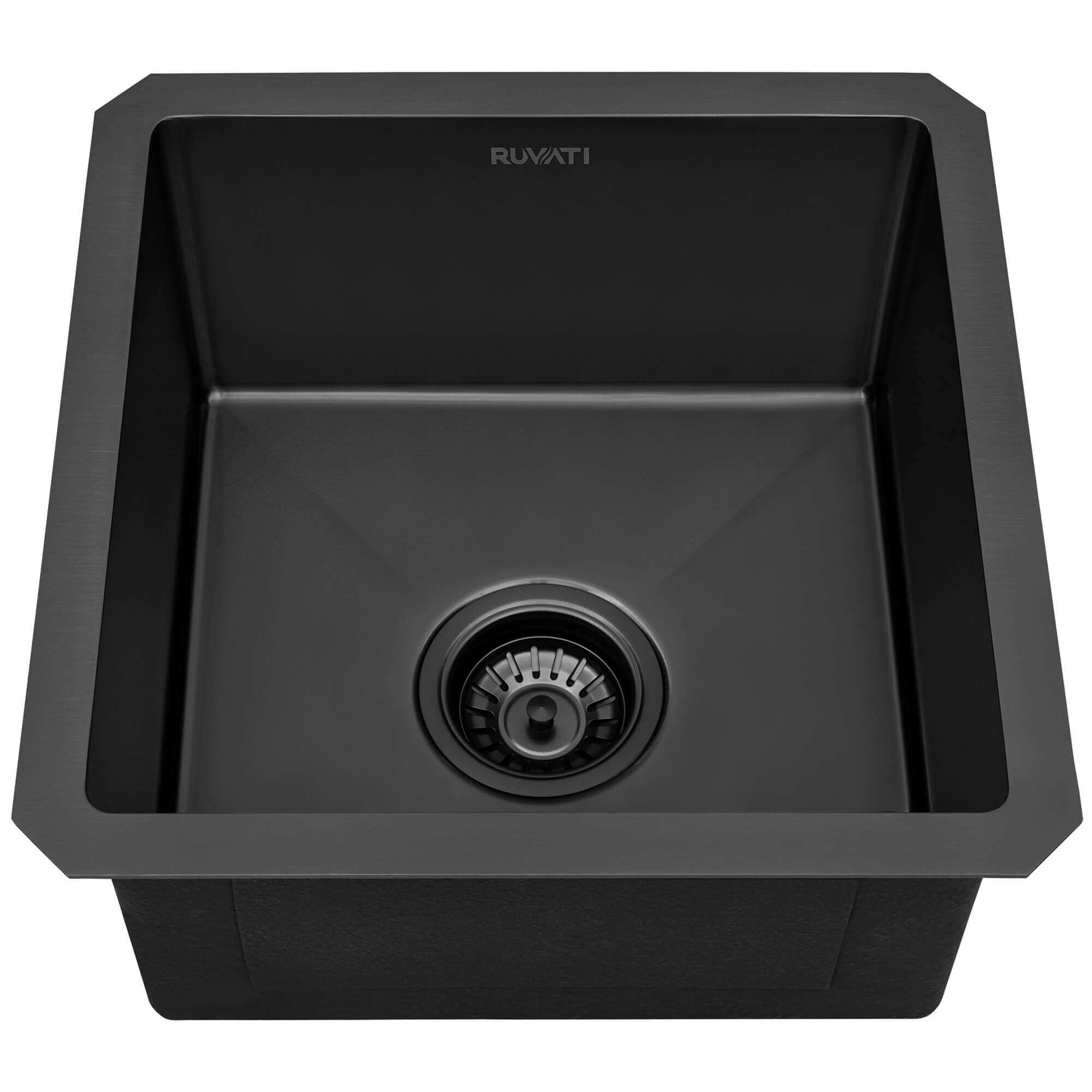 Alternate Image for Ruvati Terraza 15-inch Gunmetal Black Stainless Steel Undermount Bar Prep 16 Gauge Kitchen Sink, 16, RVH7015BL