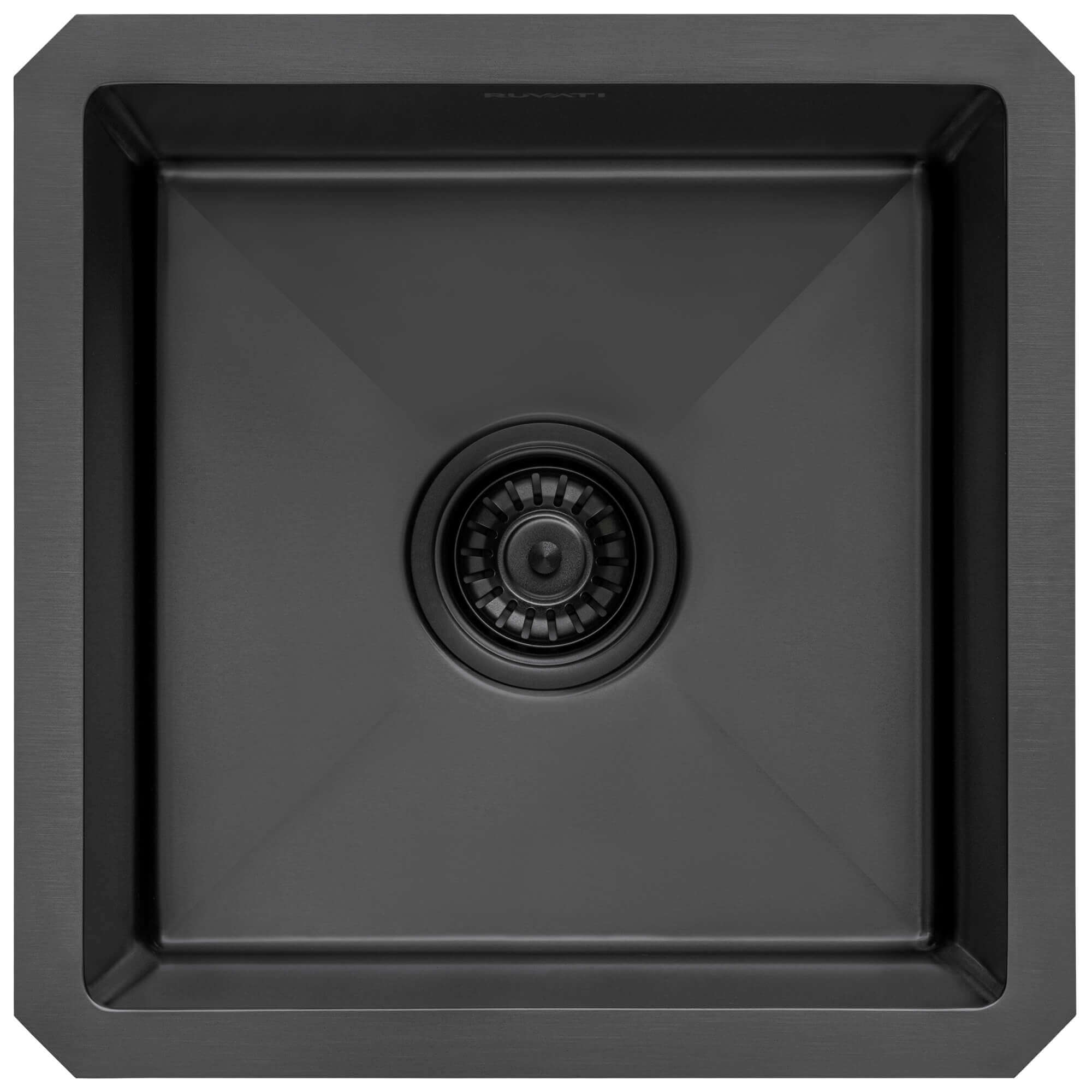 Alternate Image for Ruvati Terraza 15-inch Gunmetal Black Stainless Steel Undermount Bar Prep 16 Gauge Kitchen Sink, 16, RVH7015BL