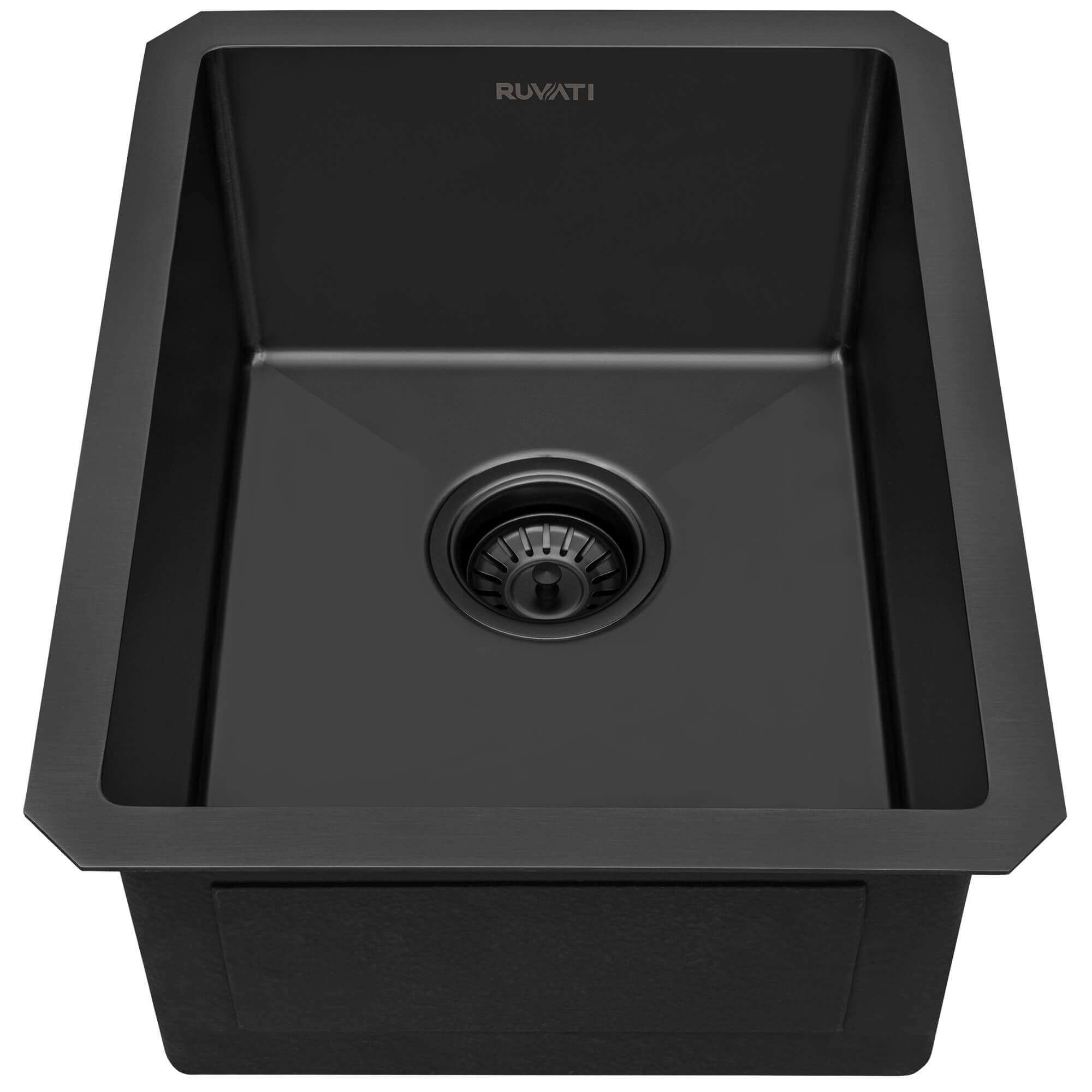 Alternate Image for Ruvati Terraza 14-inch Gunmetal Black Stainless Steel Undermount Bar Prep Sink, 16, RVH7114BL