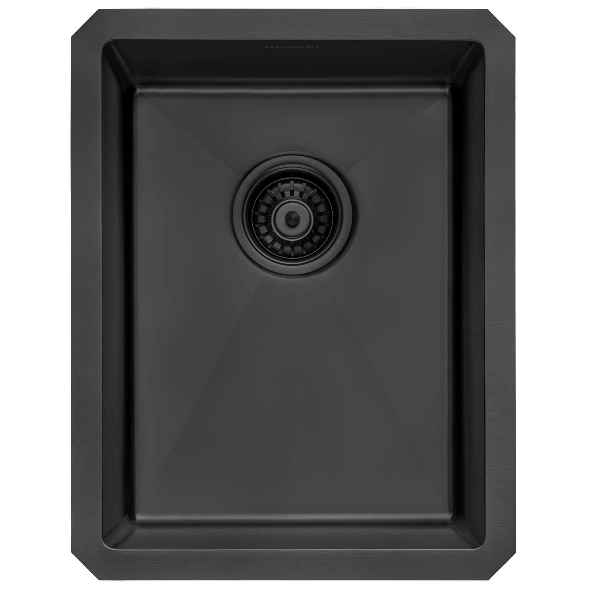 Alternate Image for Ruvati Terraza 14-inch Gunmetal Black Stainless Steel Undermount Bar Prep Sink, 16, RVH7114BL