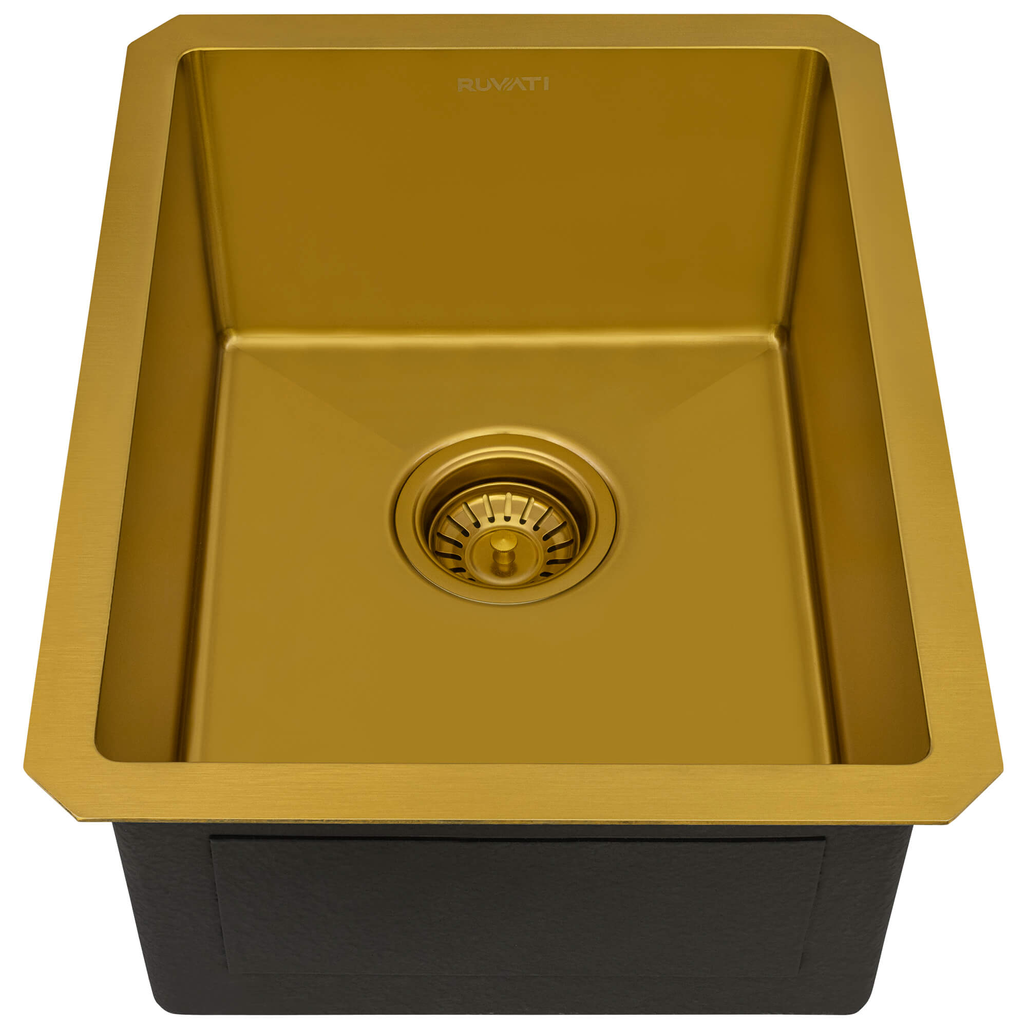 Alternative View of Ruvati Terraza 14-inch Polished Brass Matte Gold Stainless Steel Undermount Bar Prep Sink, 16, Matte Gold Satin Brass, RVH7114GG