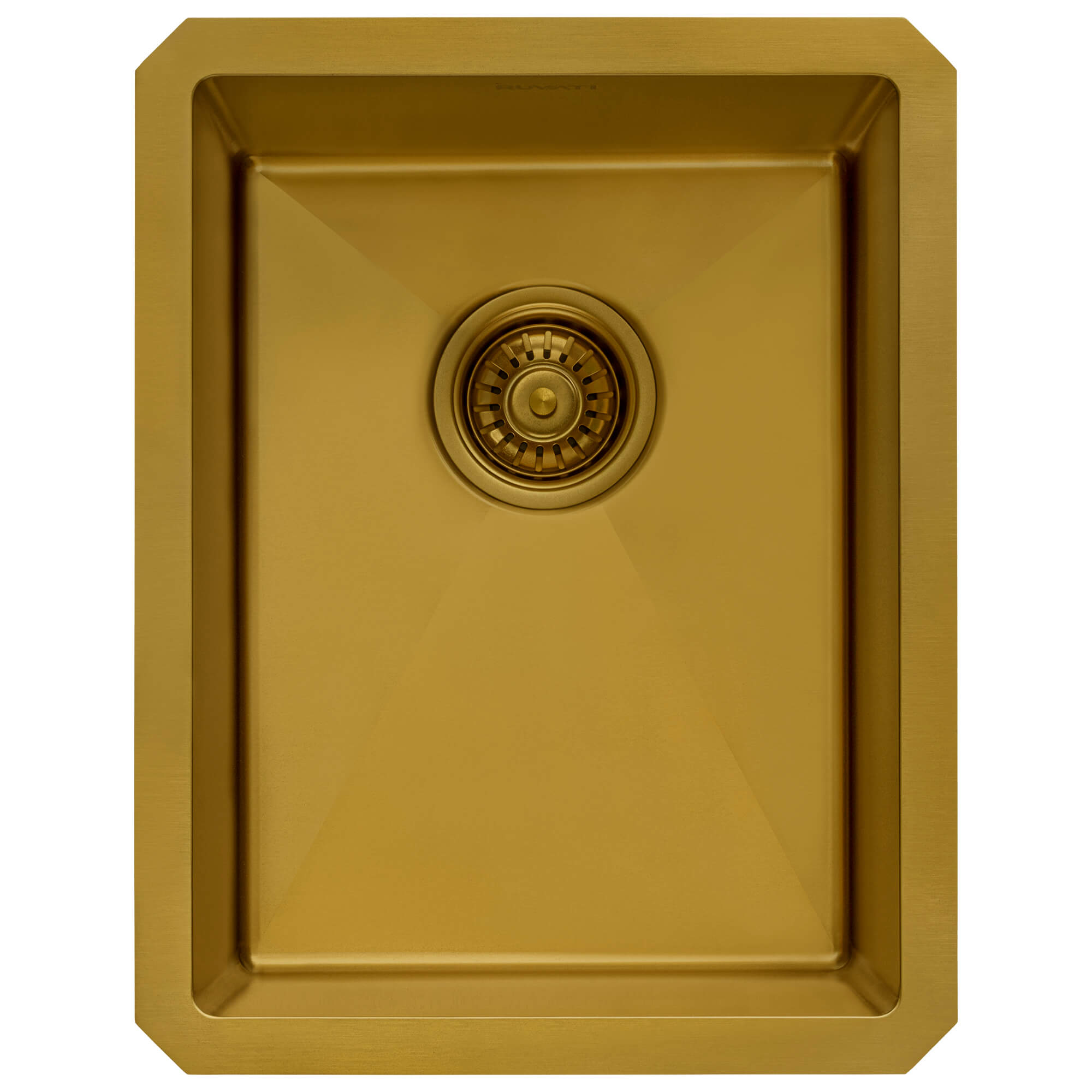 Alternate Image for Ruvati Terraza 14-inch Polished Brass Matte Gold Stainless Steel Undermount Bar Prep Sink, 16, Matte Gold Satin Brass, RVH7114GG