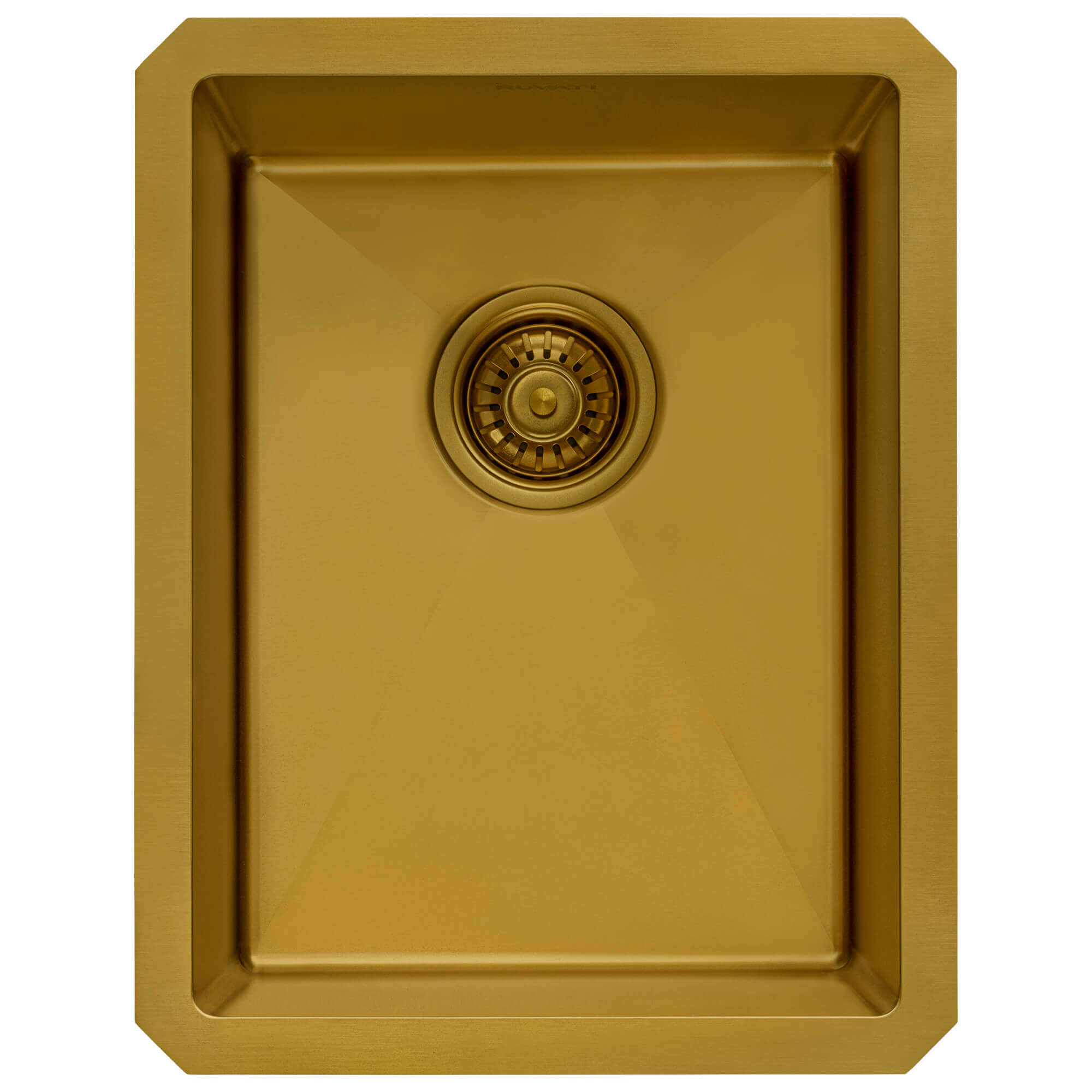Alternate Image for Ruvati Terraza 14-inch Polished Brass Matte Gold Stainless Steel Undermount Bar Prep Sink, 16, Matte Gold Satin Brass, RVH7114GG