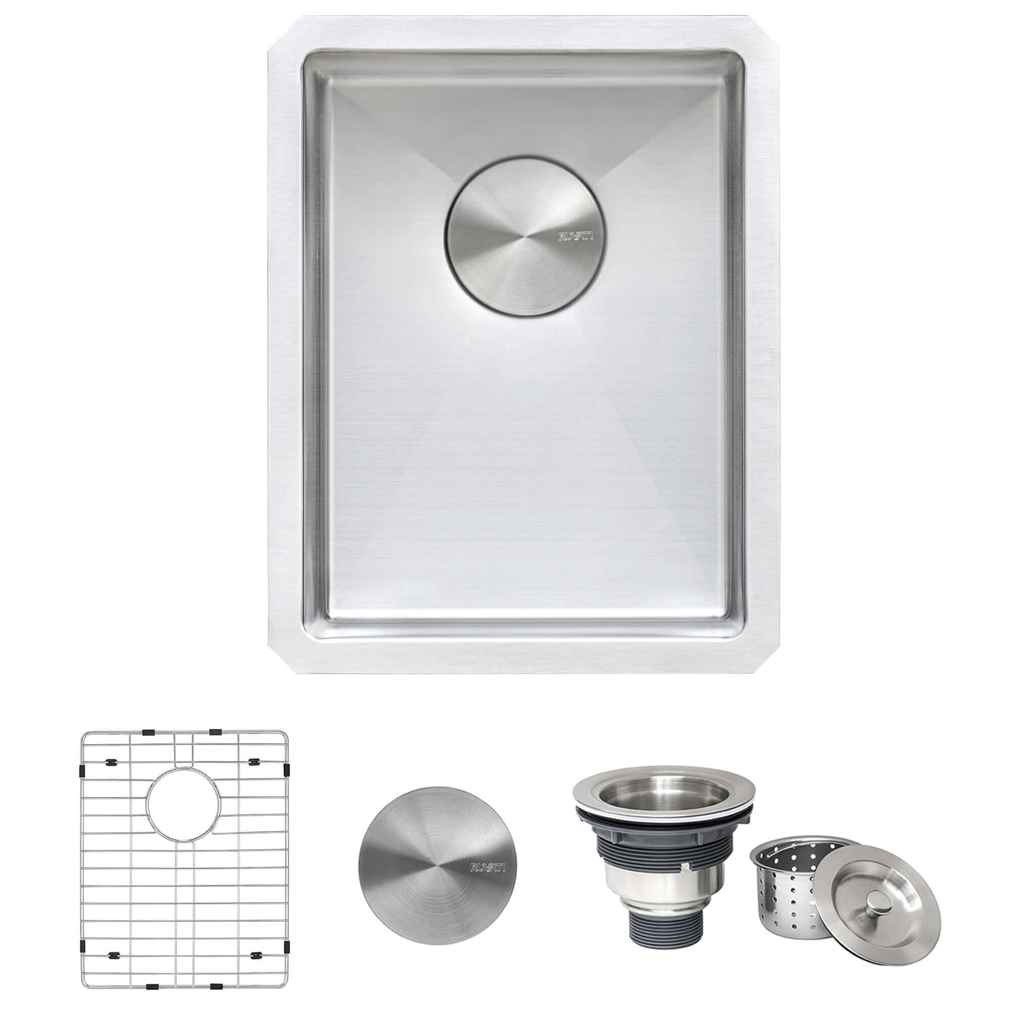 Alternate Image for Ruvati Gravena 16" Undermount Rectangle Stainless Steel Bar/Prep Sink, 16 Gauge, Rounded Corners, RVH7116