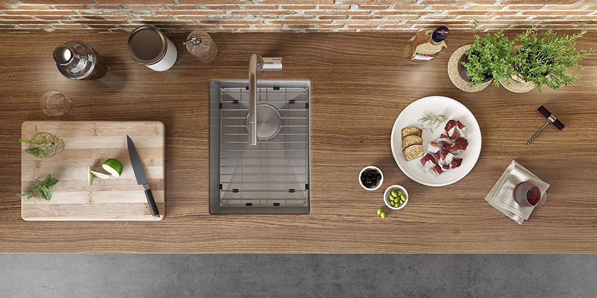 Alternate Image for Ruvati Gravena 16" Undermount Rectangle Stainless Steel Bar/Prep Sink, 16 Gauge, Rounded Corners, RVH7116