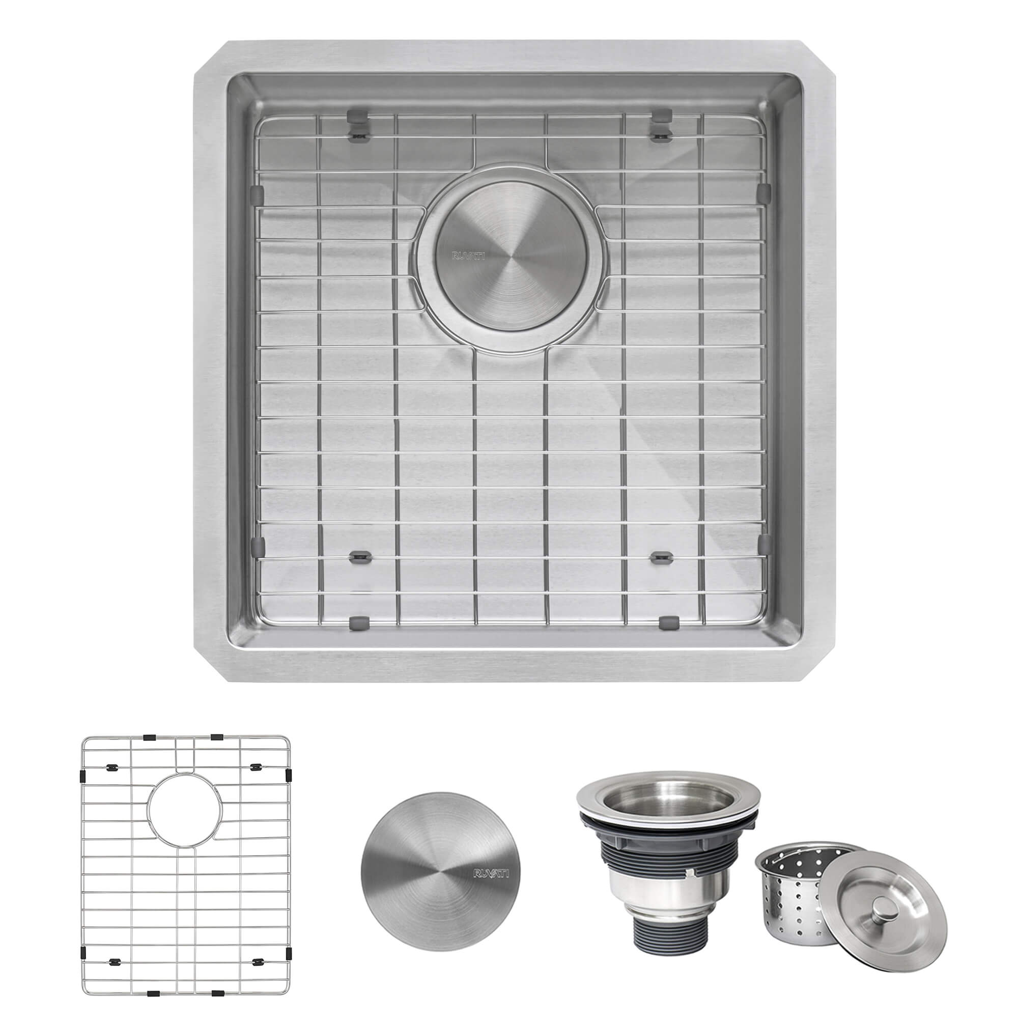 Alternate Image for Ruvati Gravena 18" Undermount Square Stainless Steel Bar/Prep Sink, 16 Gauge, Round Corners, RVH7118