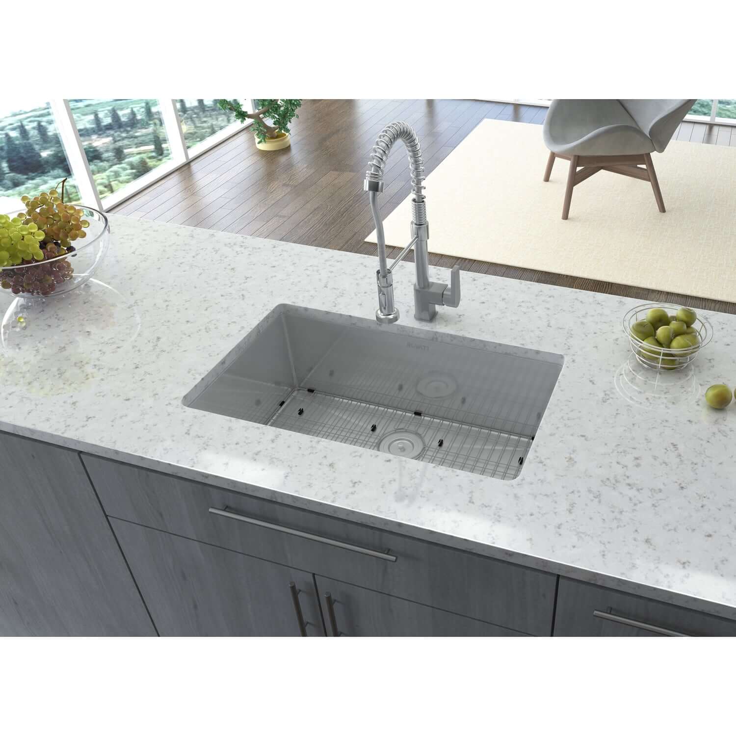 Alternate Image for Ruvati Gravena 23" Undermount Stainless Steel Kitchen Sink, 16 Gauge, Rounded Corners, RVH7123