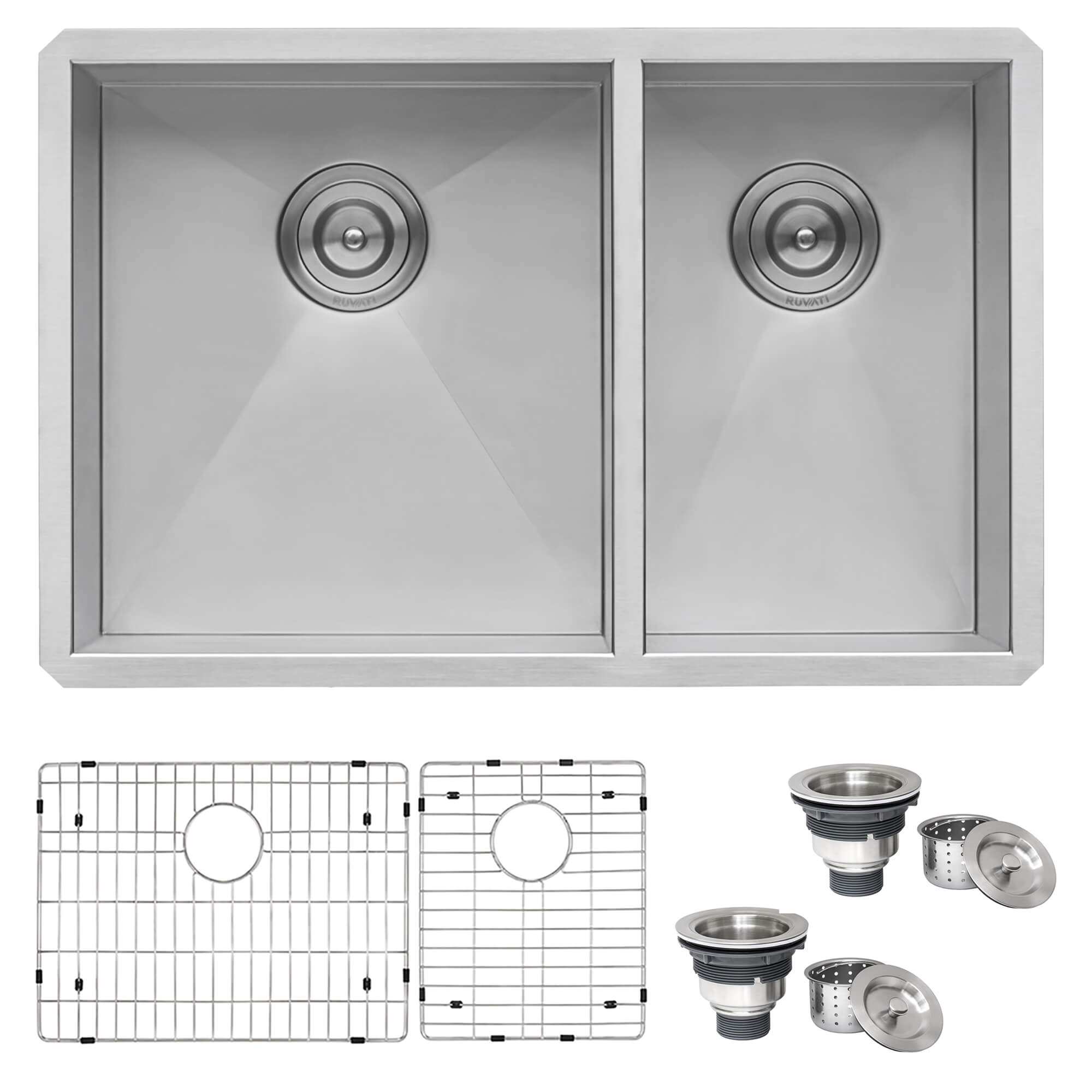 Alternative View of Ruvati Nesta 29" Undermount Stainless Steel Kitchen Sink, 60/40 Double Bowl, 16 Gauge, Zero Radius, RVH7200
