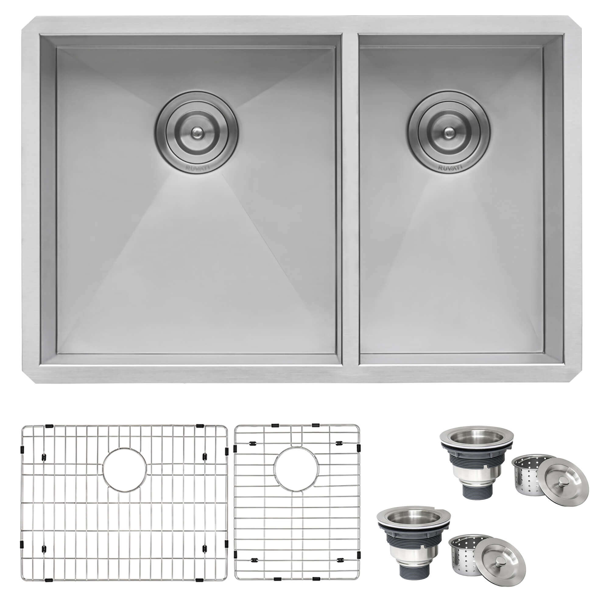 Alternate Image for Ruvati Nesta 29" Undermount Stainless Steel Kitchen Sink, 60/40 Double Bowl, 16 Gauge, Zero Radius, RVH7200
