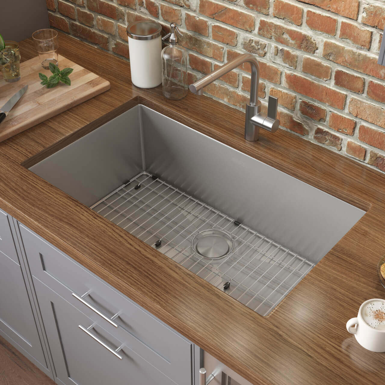 Alternate Image for Ruvati Gravena 28" Undermount Stainless Steel Kitchen Sink, 16 Gauge, Rounded Corners, RVH7250