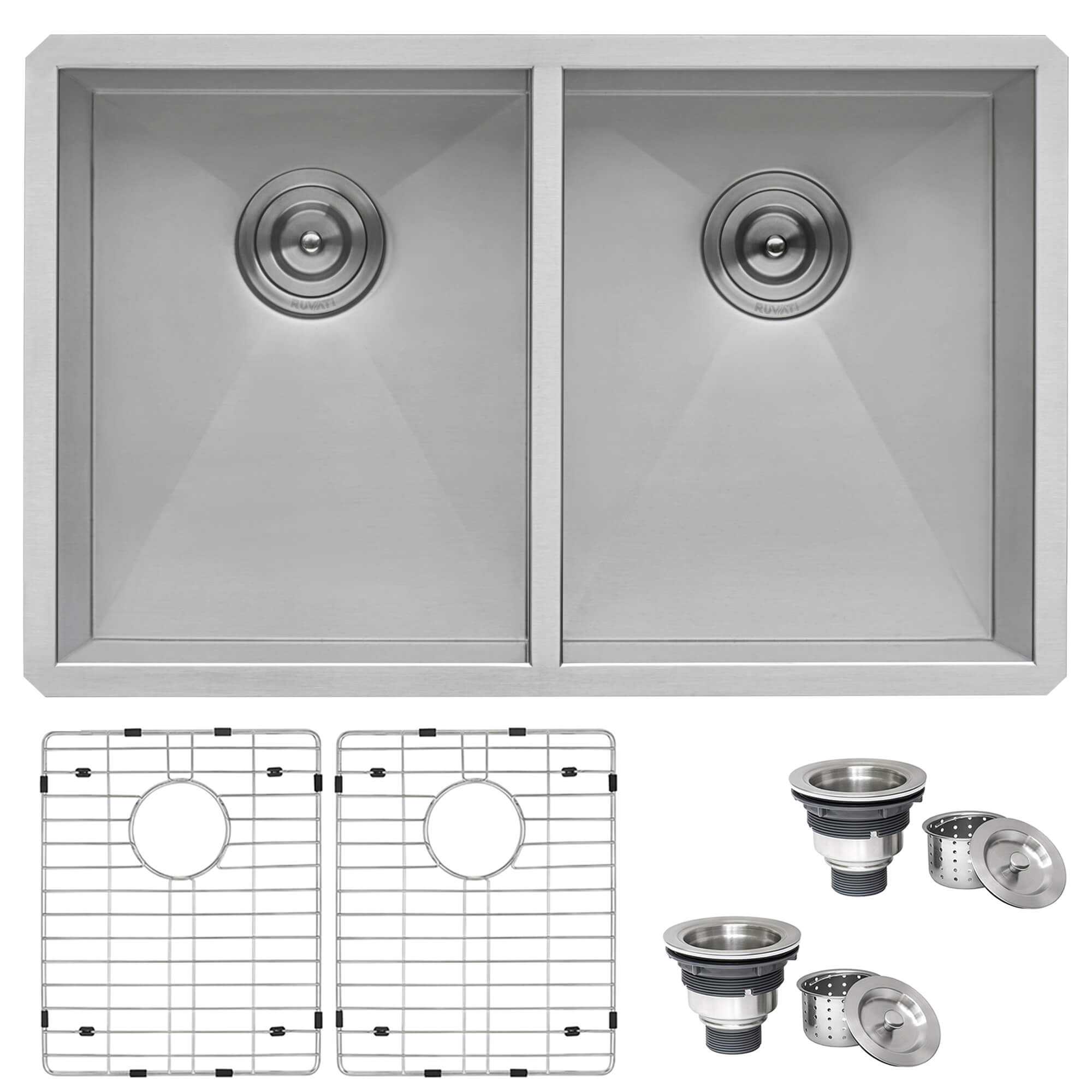 Alternative View of Ruvati Nesta 30" Undermount Stainless Steel Kitchen Sink, 50/50 Double Bowl, 16 Gauge, Zero Radius, RVH7350