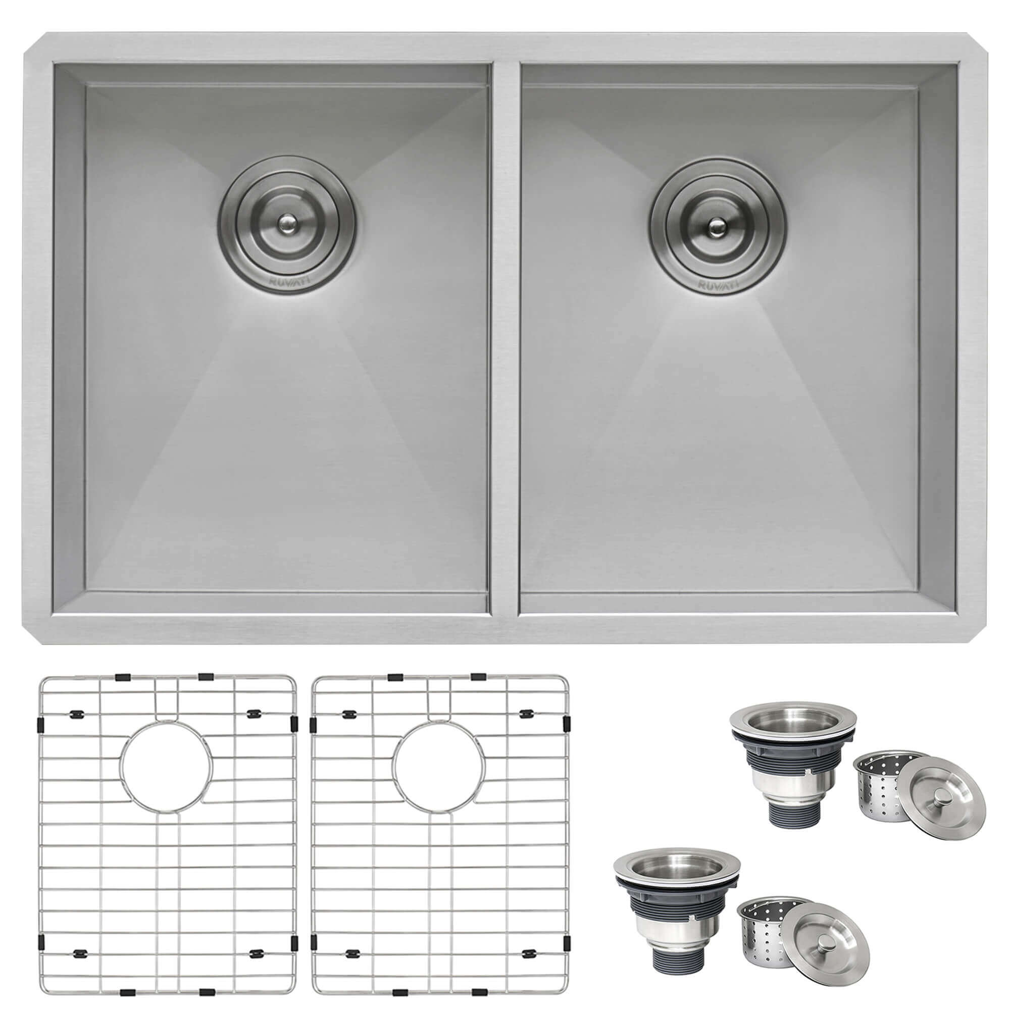 Alternate Image for Ruvati Nesta 30" Undermount Stainless Steel Kitchen Sink, 50/50 Double Bowl, 16 Gauge, Zero Radius, RVH7350
